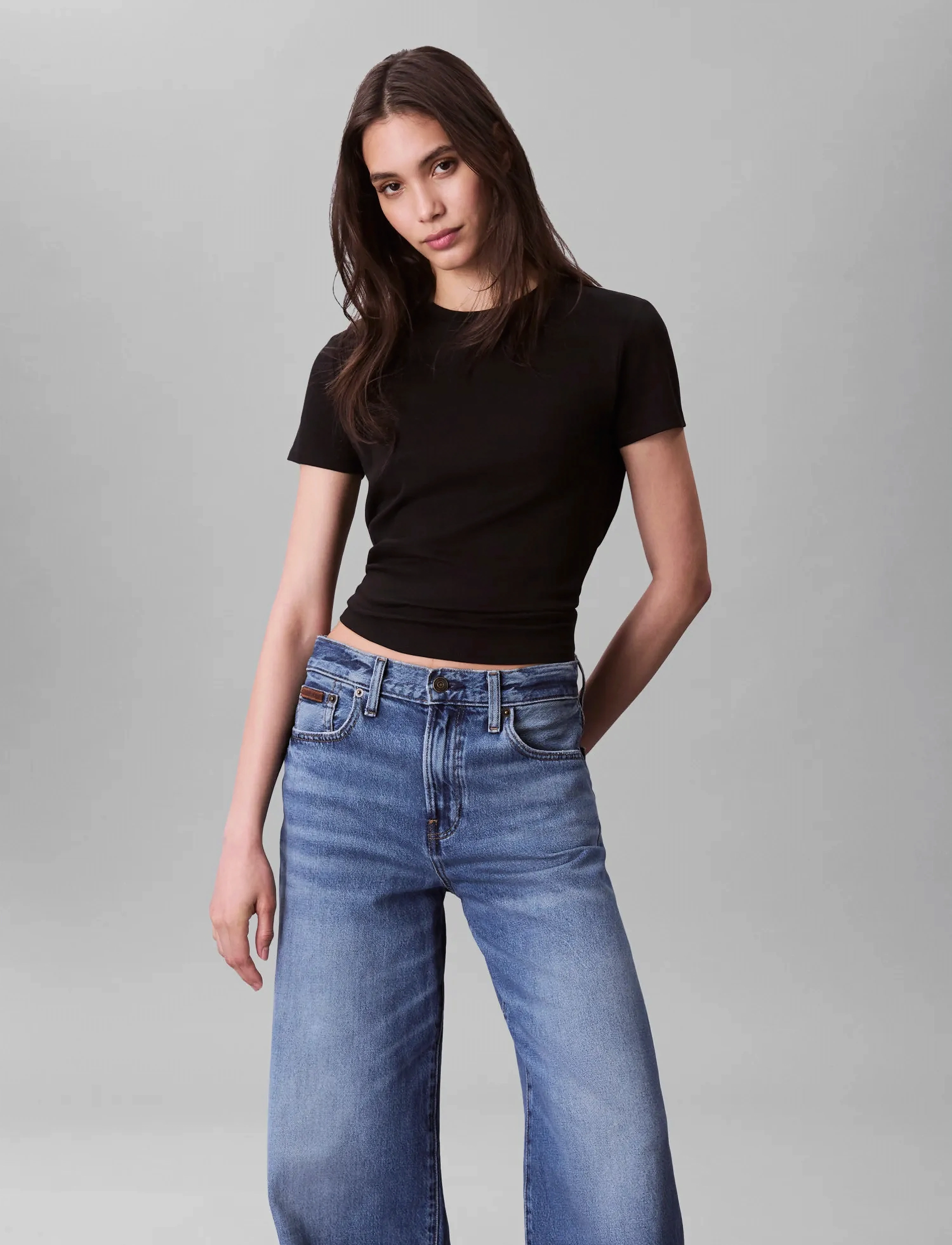 Calvin Klein SS SUPIMA CREWNECK - T-Shirts & Tops - BLACK / black