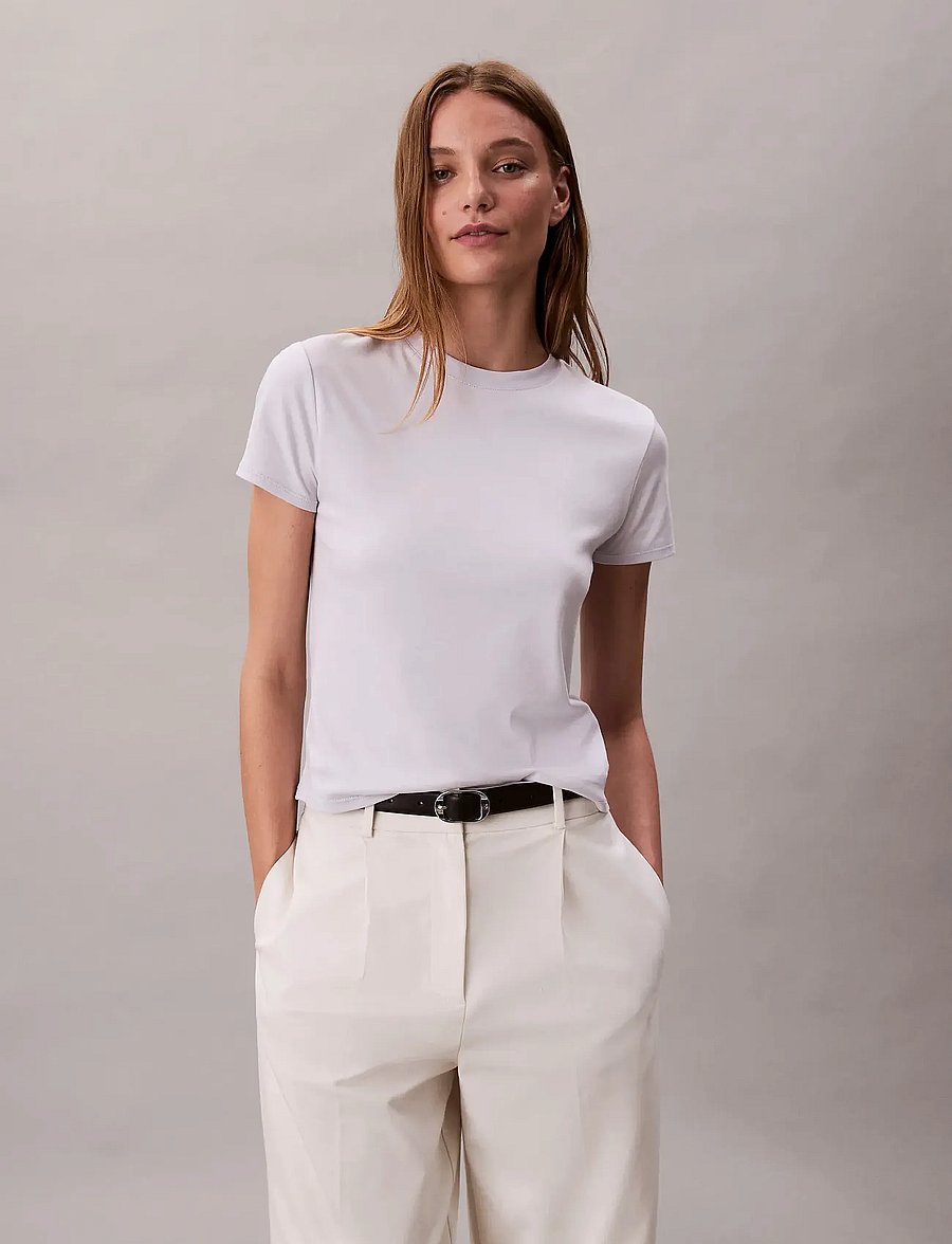 Calvin Klein - SS SUPIMA CREWNECK - t-shirts - lacey lilac - 0