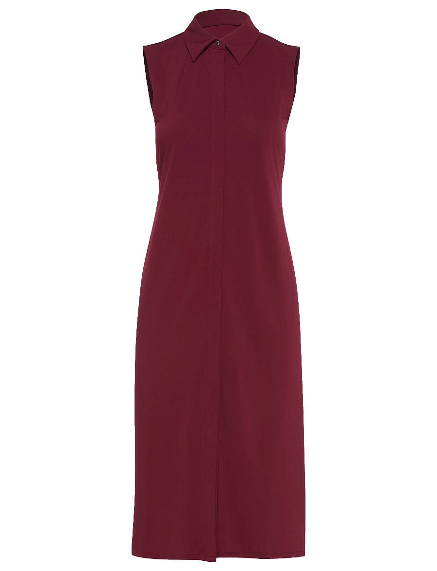 Calvin Klein - SL CREPE JERSEY MIDI POLO DRESS - skjortekjoler - deep rouge - 1