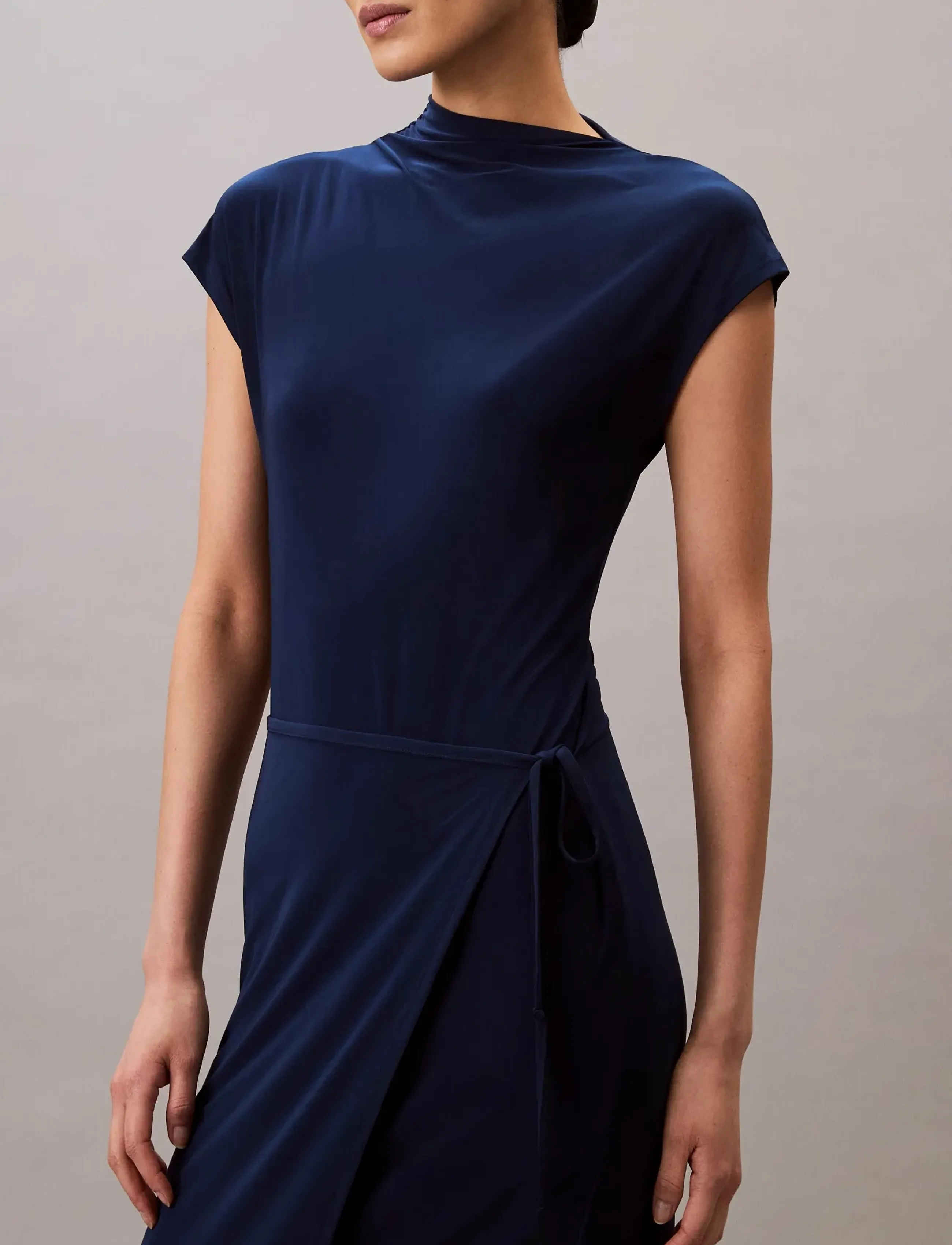 Calvin Klein - SS CLOSE TO BODY WRAP MIDI DRESS - pageant blue - 5
