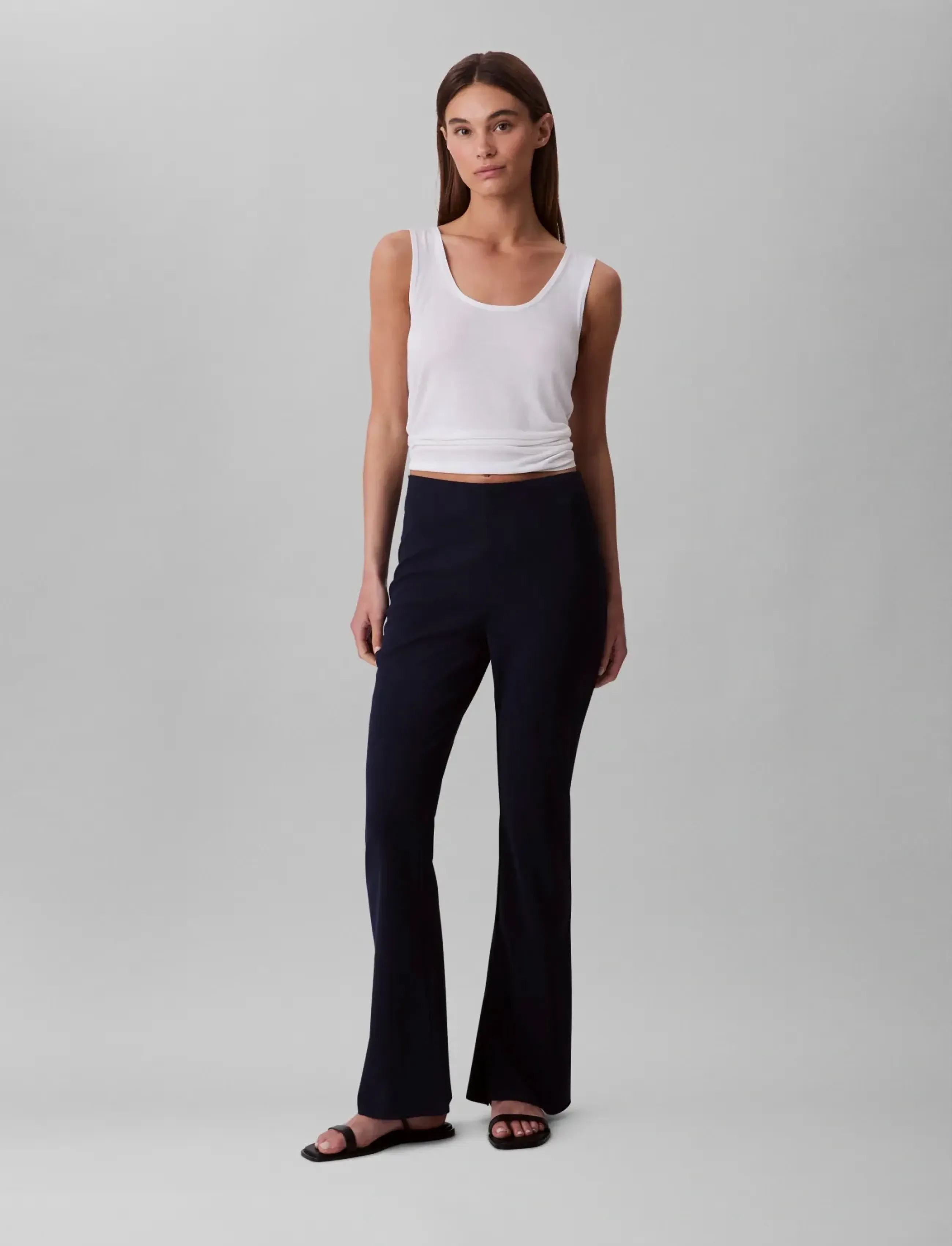 Calvin Klein EU STRETCH CREPE STRAIGHT PANT - Pidulikud püksid - DARK SAPPHIRE / navy