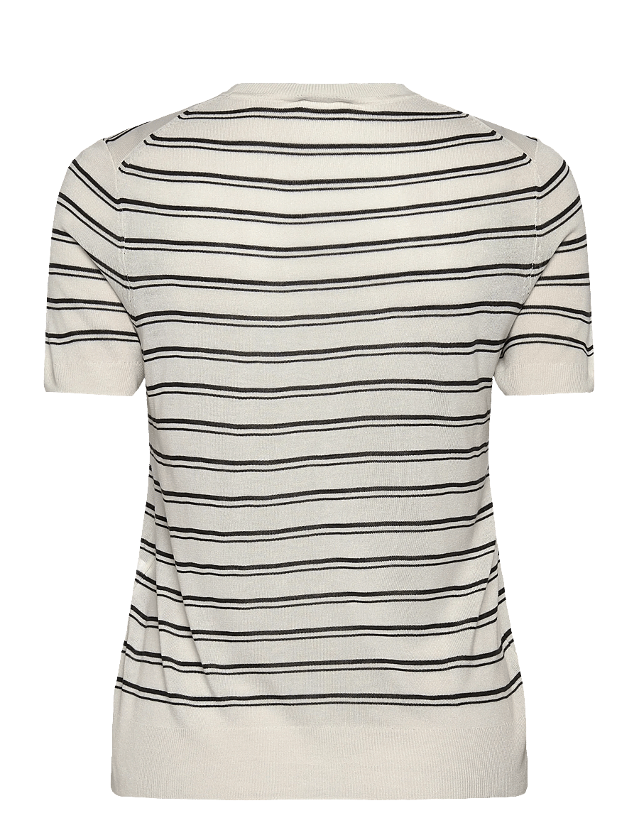 Calvin Klein - Viscose Short Sleeve Sweater Str - kampsunid - tofu stripe - 2