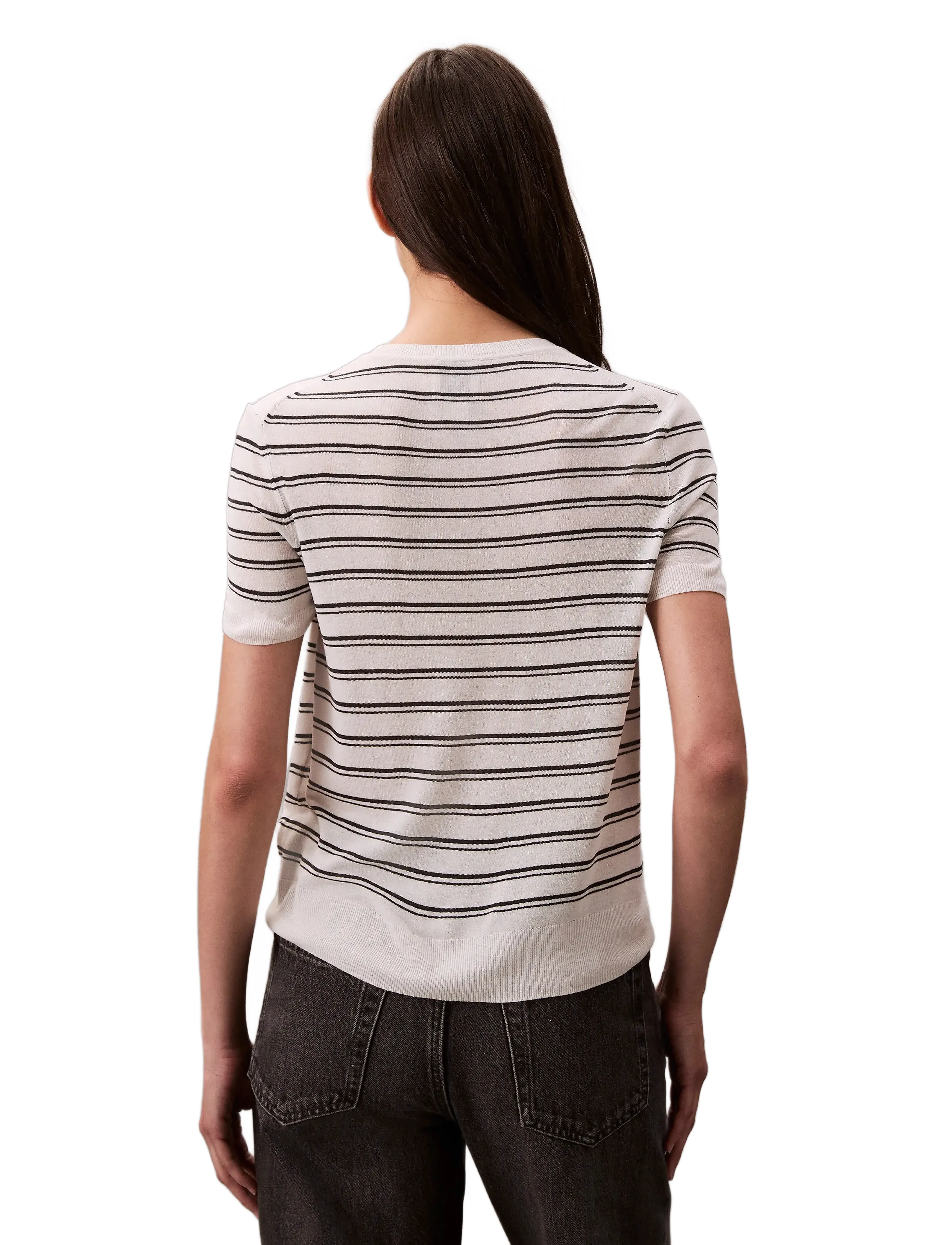 Calvin Klein Viscose Short Sleeve Sweater Str stickade tröjor dam – bild 5