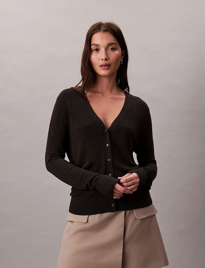 Calvin Klein - Fine Gauge Viscose Cardigan - kardigani - b85 charcoal heather - 5