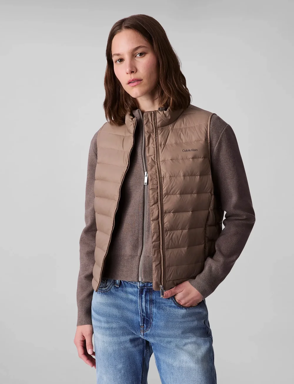 Calvin Klein - ULTRA LIGHTWEIGHT DOWN PUFFER VE - herbstjacken - fossil - 0