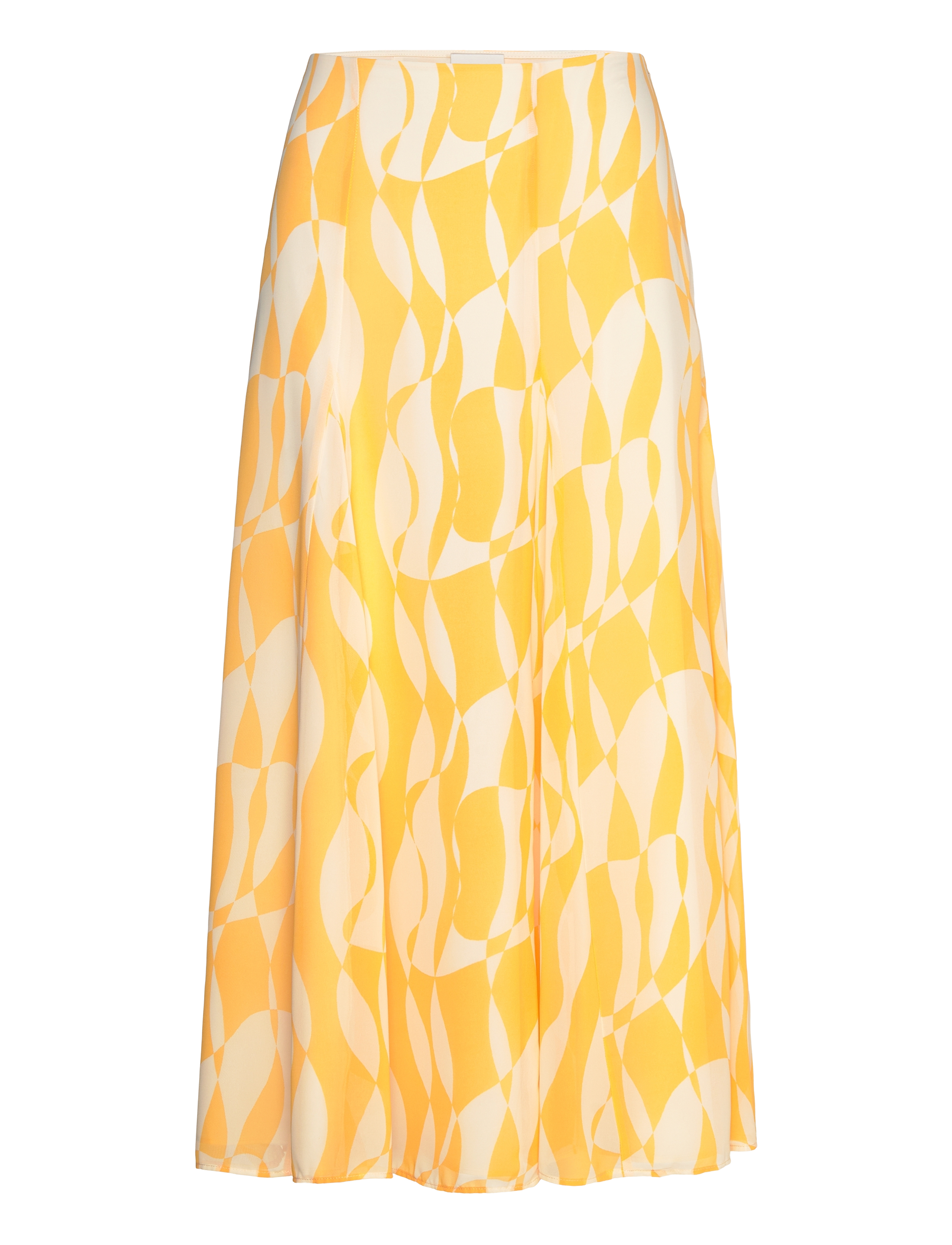 CALVIN KLEIN Printed Chiffon Godet Midi Rock Gelb - 38 - Damen