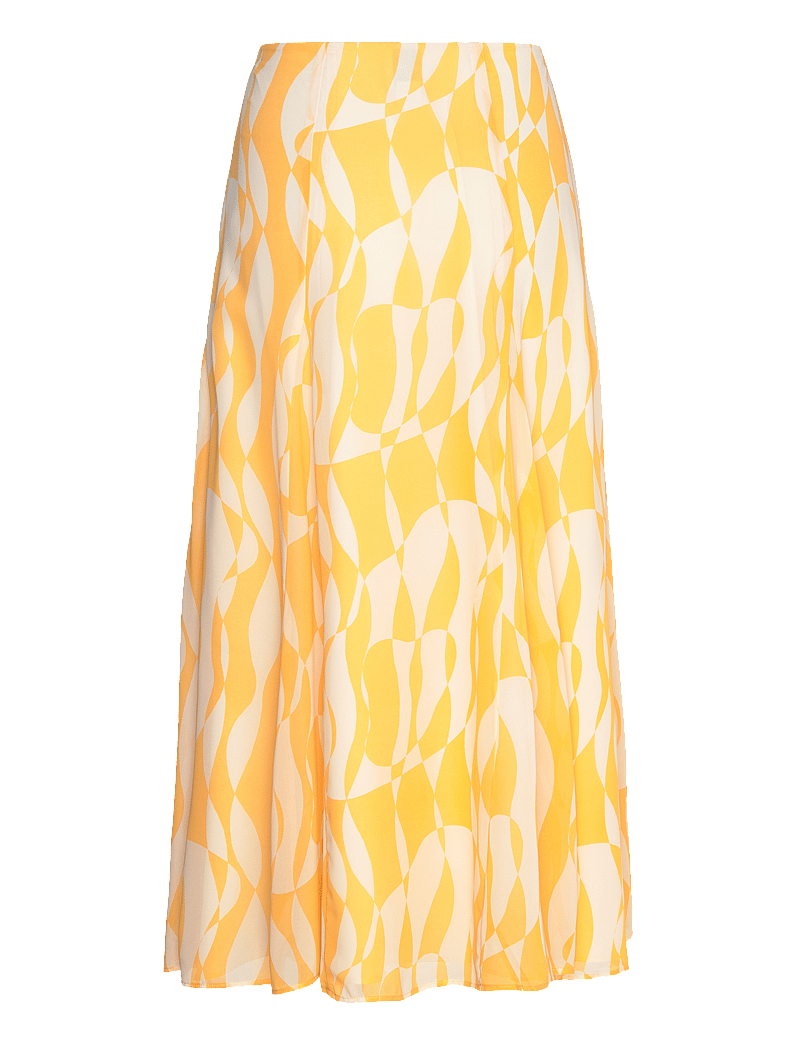 Calvin Klein - PRINTED CHIFFON GODET MIDI SKIRT - midi kjolar - 19103 csw25s_p084+2_lemon amber - 2