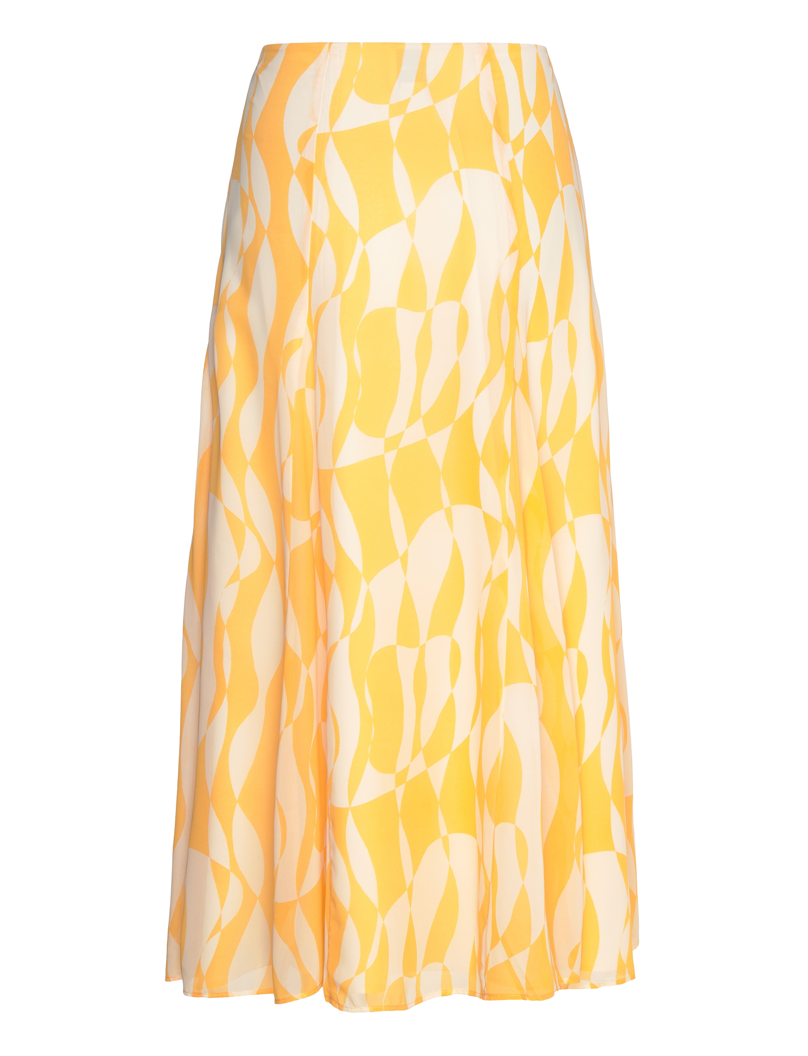 Calvin Klein - PRINTED CHIFFON GODET MIDI SKIRT - midi kjolar - 19103 csw25s_p084+2_lemon amber - 2