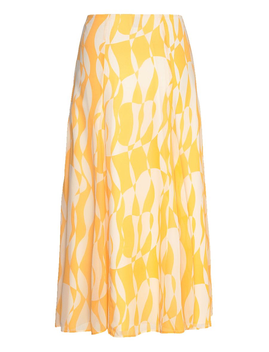 Calvin Klein - PRINTED CHIFFON GODET MIDI SKIRT - midi-röcke - 19103 csw25s_p084+2_lemon amber - 2