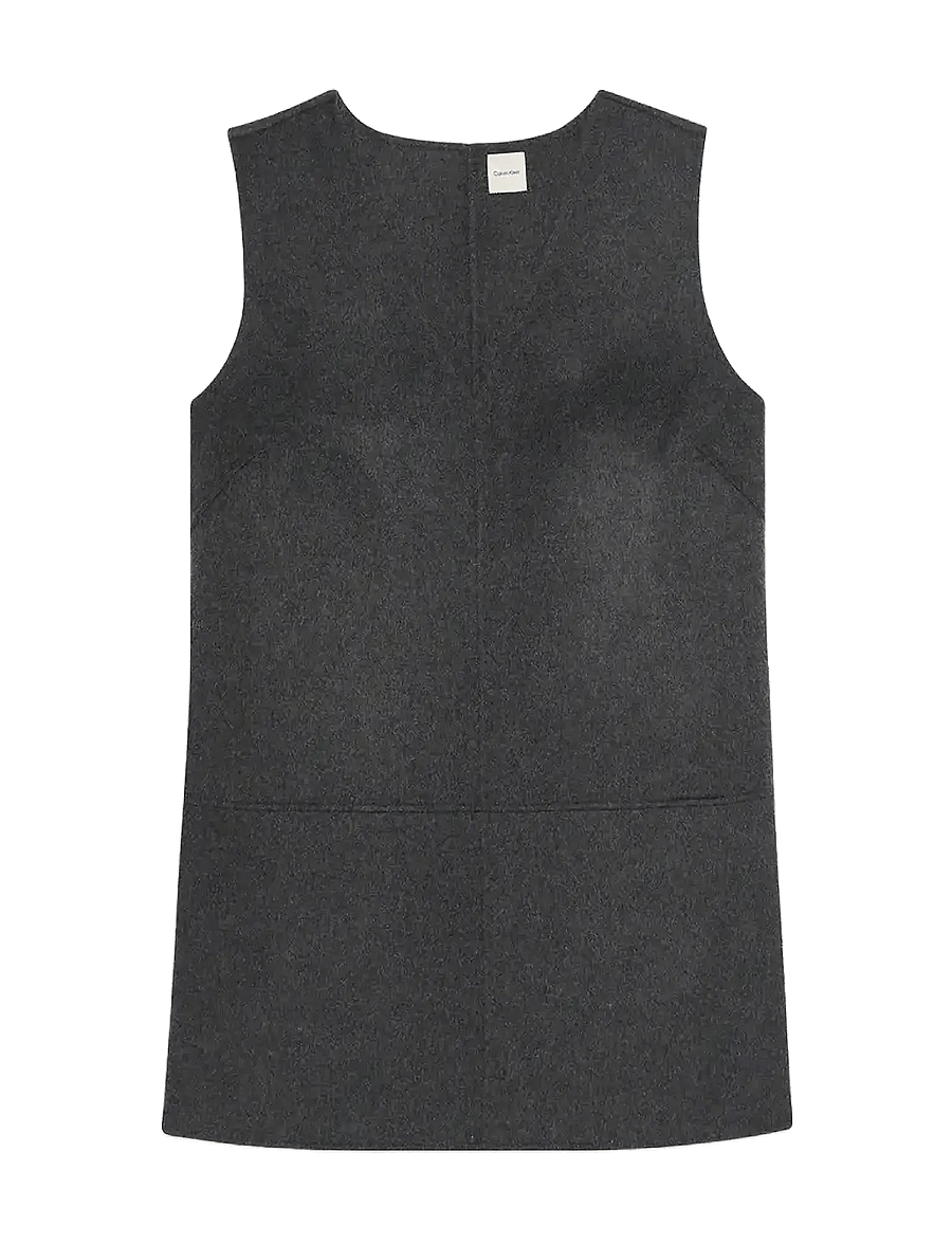 Calvin Klein - Doubleface V Neck Mini Shift Dre - kurze kleider - gunmetal melange b85 - 1
