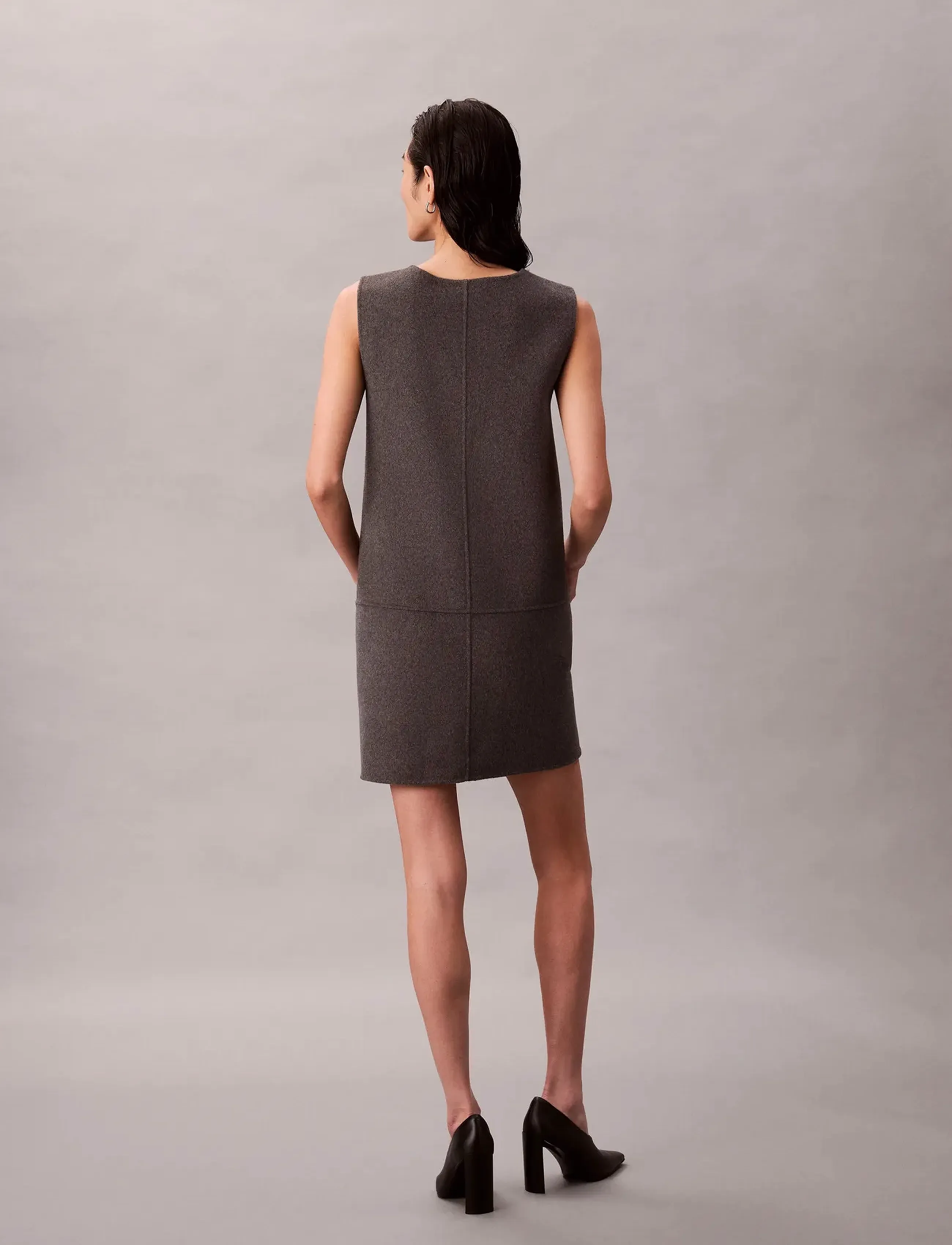 Calvin Klein - Doubleface V Neck Mini Shift Dre - minikleidid - gunmetal melange b85 - 5