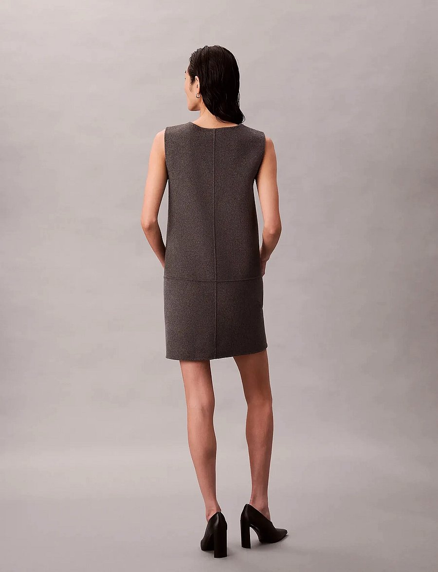 Calvin Klein - Doubleface V Neck Mini Shift Dre - kurze kleider - gunmetal melange b85 - 5