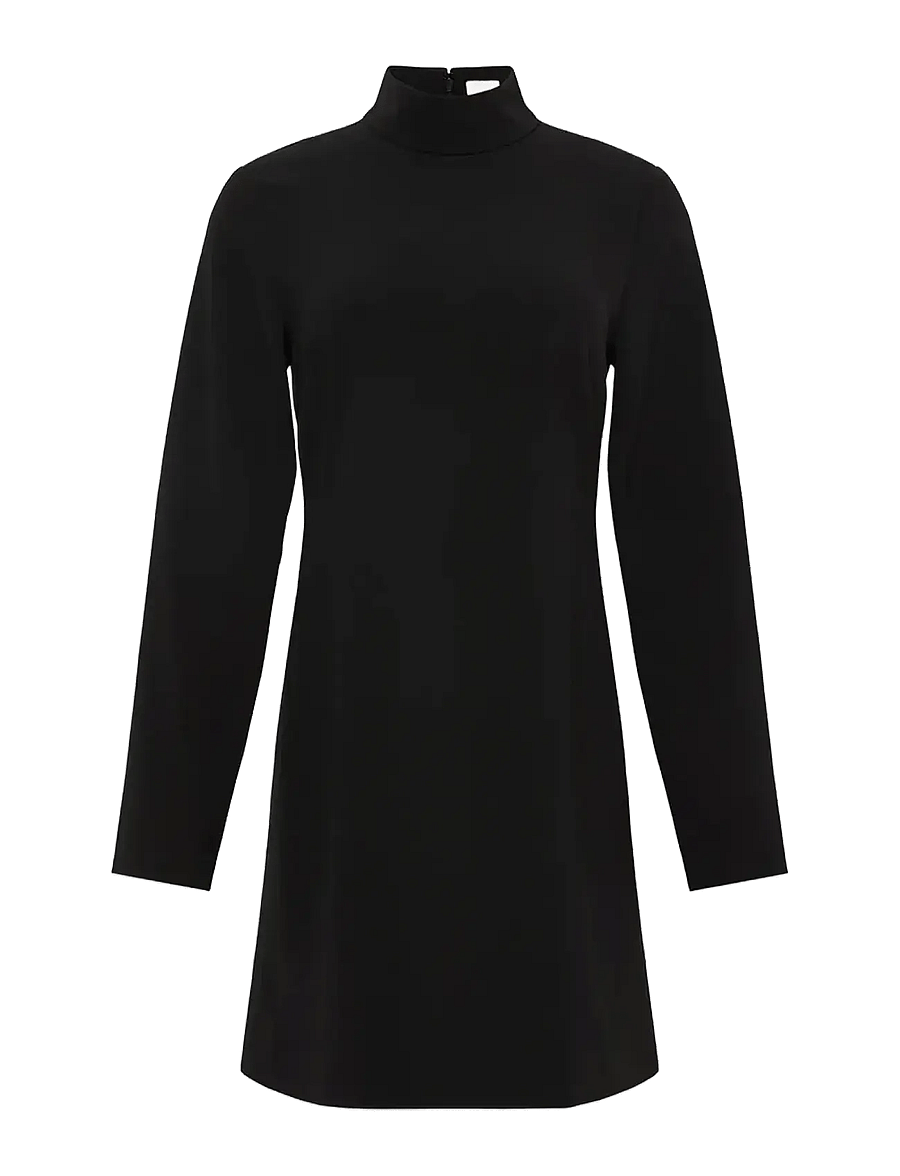 Calvin Klein - Crepe LS Turtleneck Mini Dress - kurze kleider - black - 1