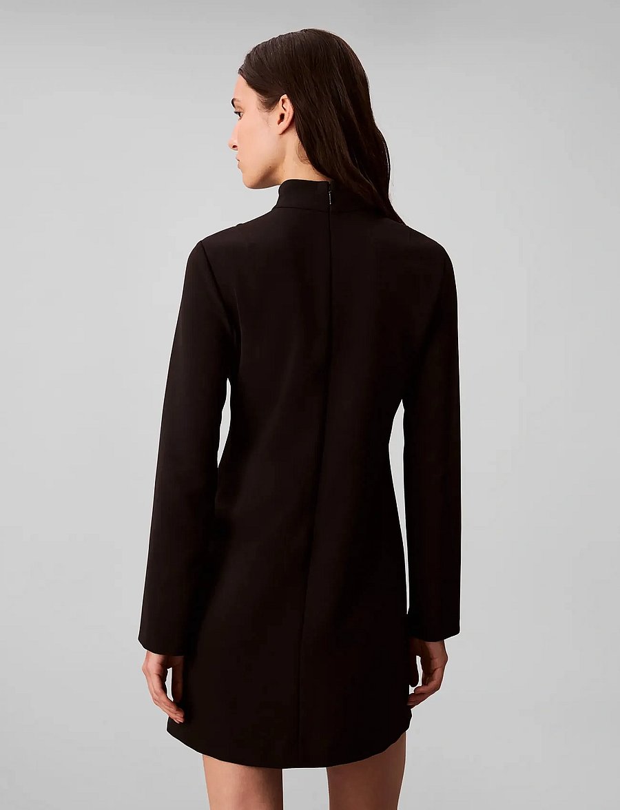 Calvin Klein - Crepe LS Turtleneck Mini Dress - kurze kleider - black - 5