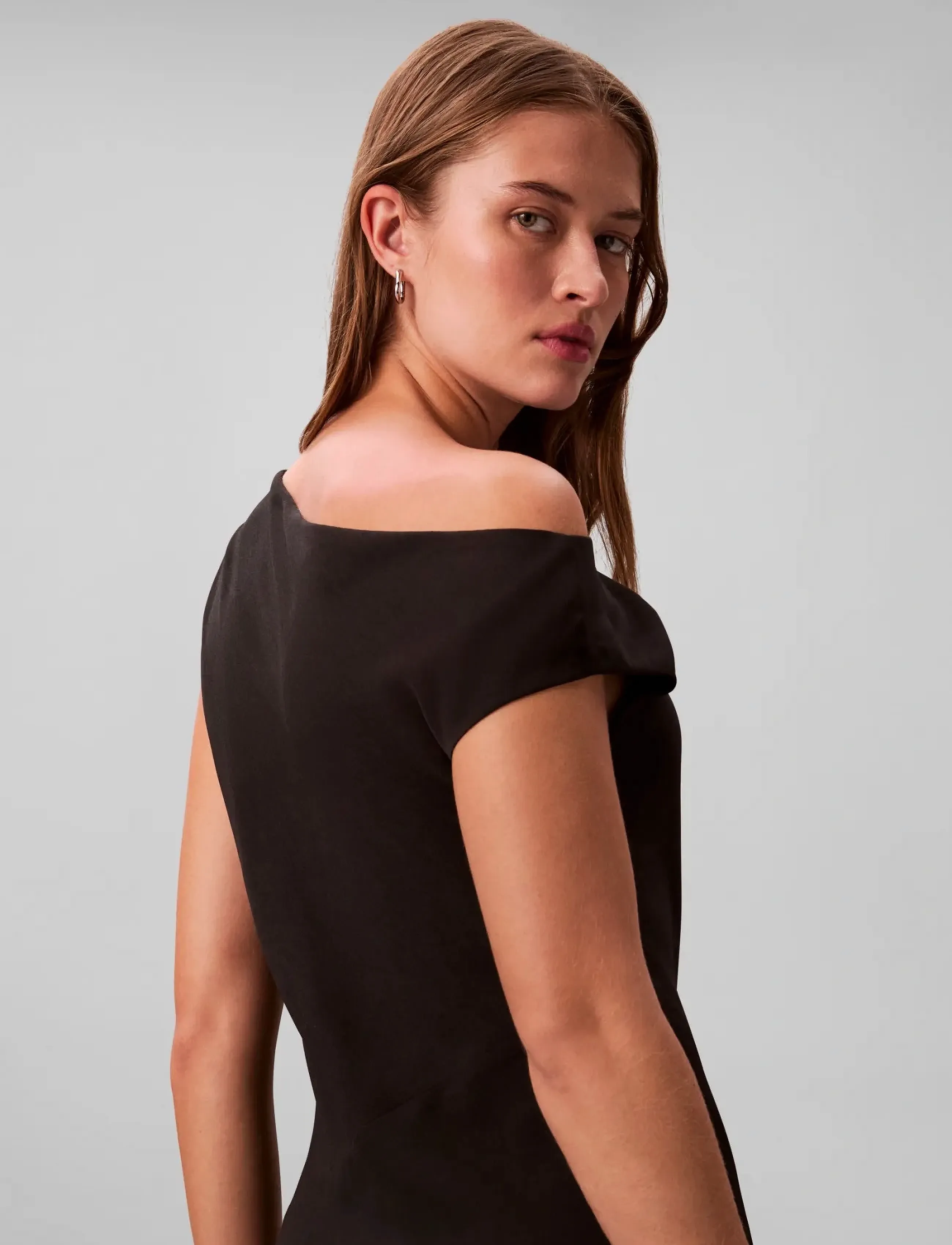 Calvin Klein - Crepe One Shoulder Dress - festkjoler - black - 2