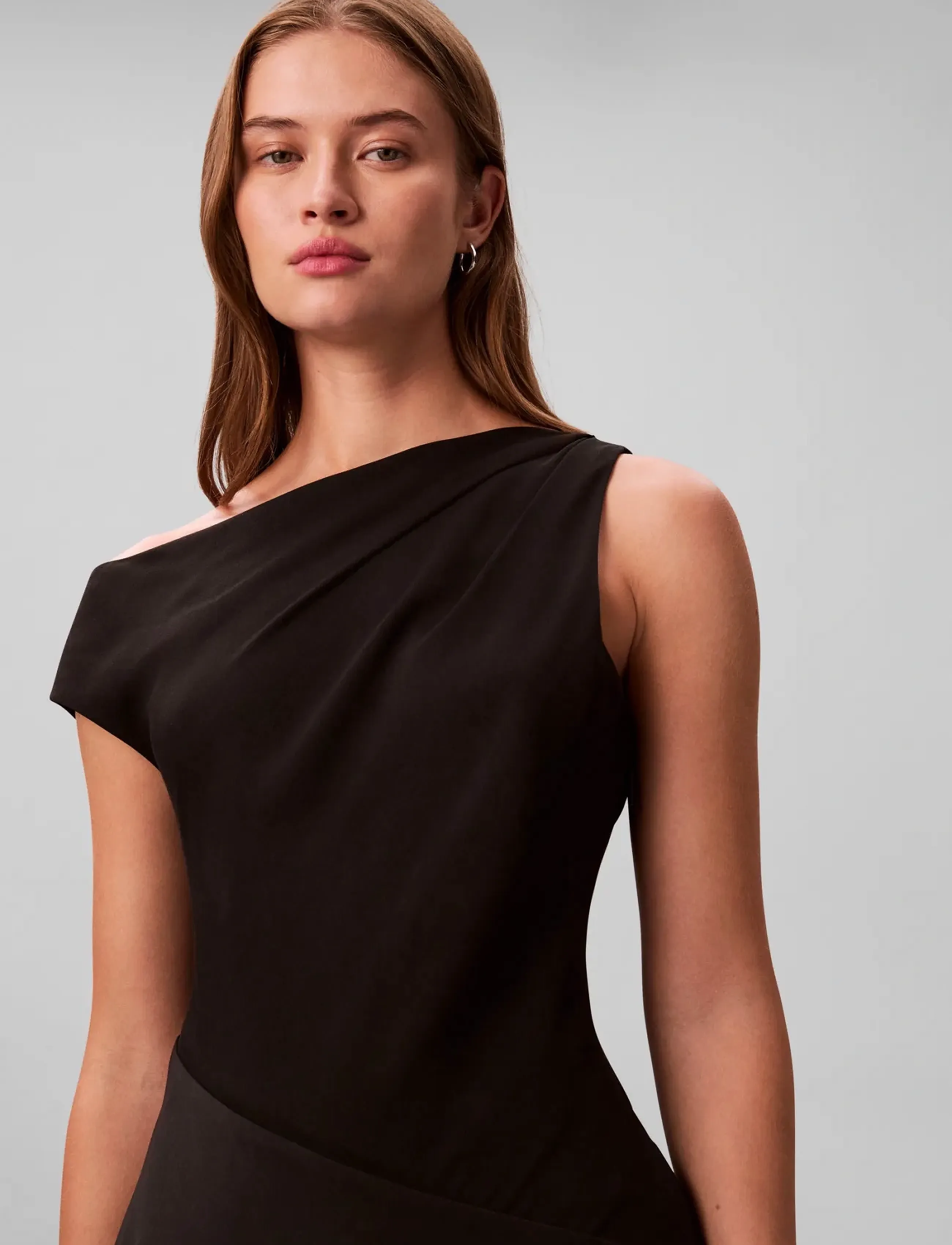 Calvin Klein - Crepe One Shoulder Dress - festkjoler - black - 3