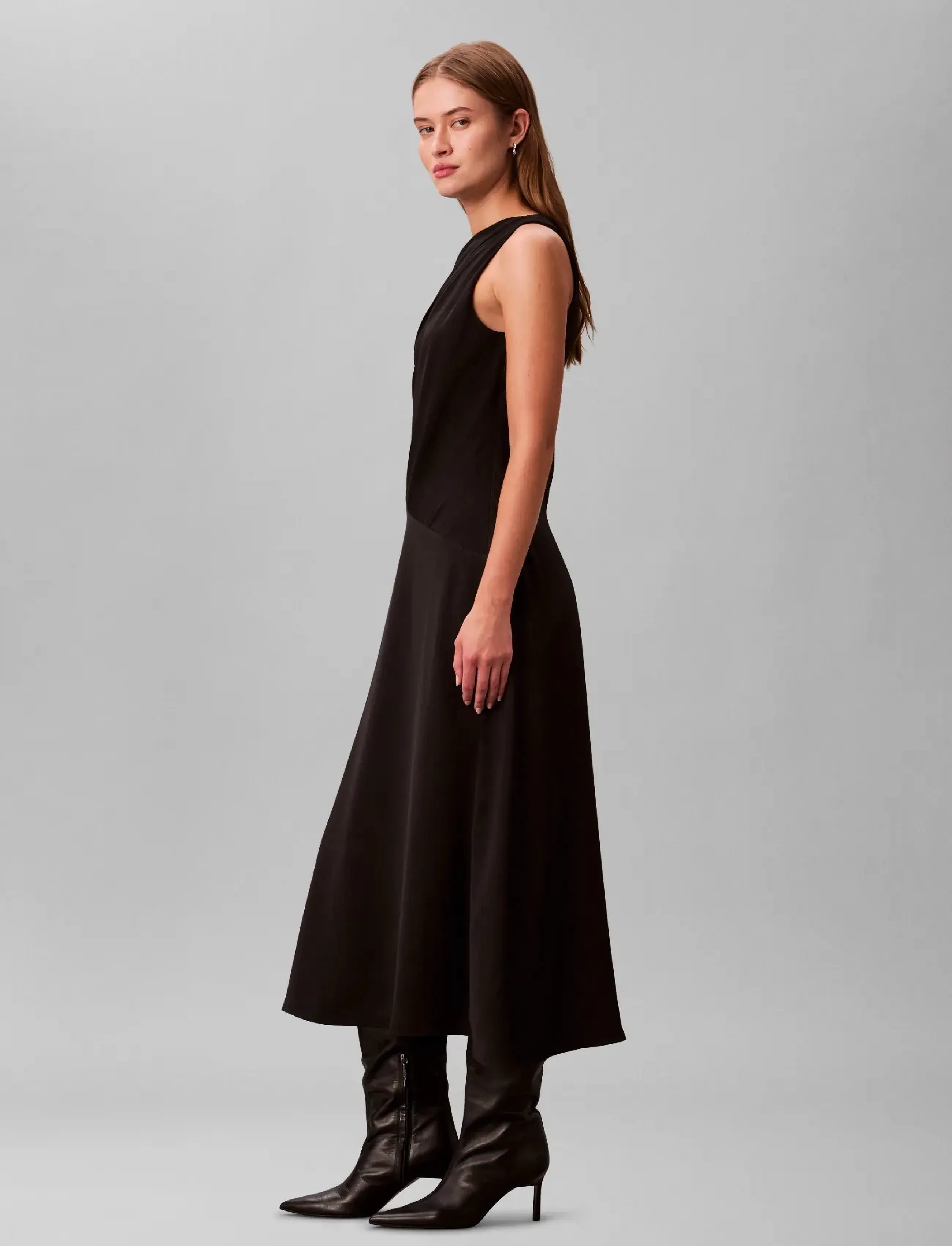 Calvin Klein - Crepe One Shoulder Dress - festkjoler - black - 4