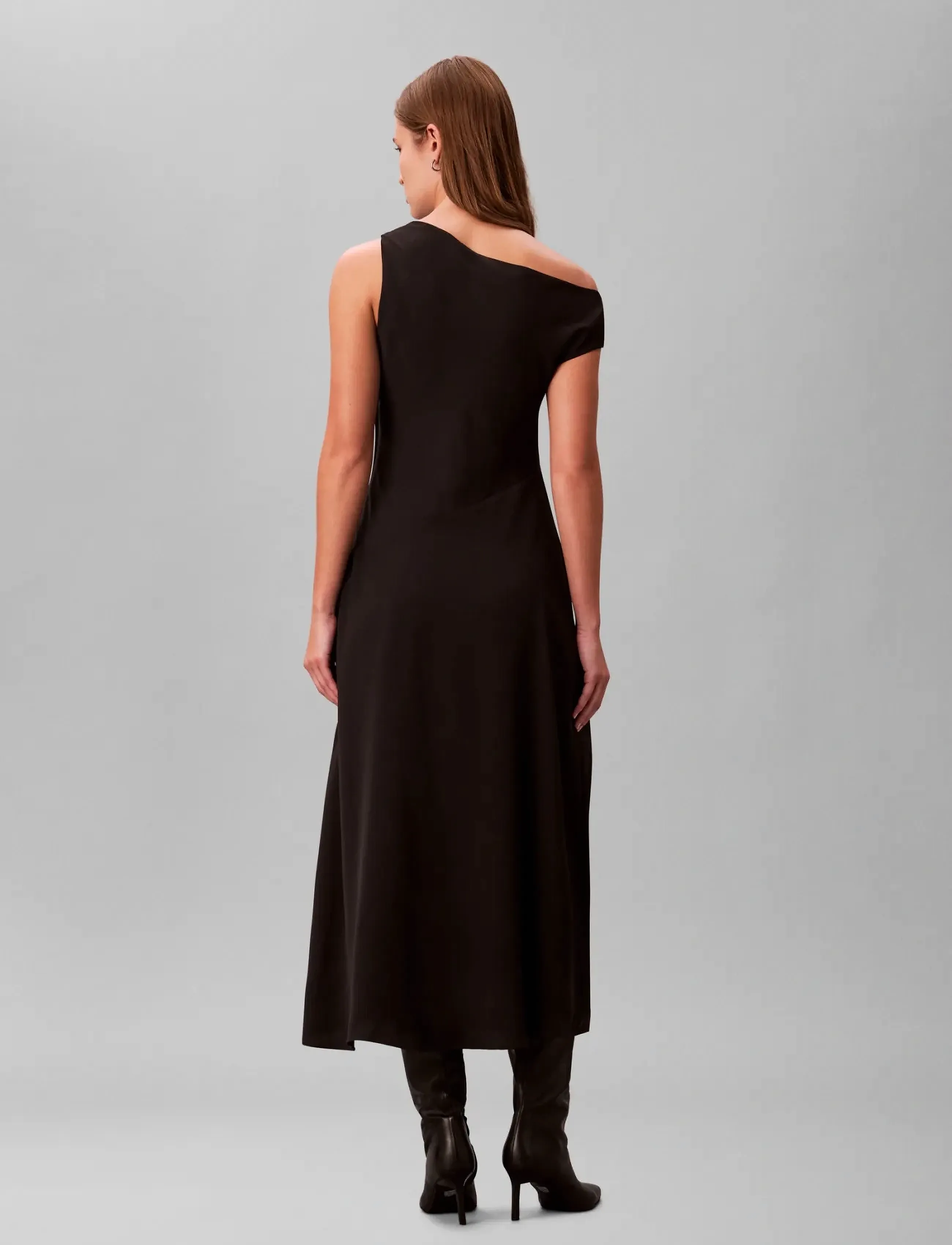Calvin Klein - Crepe One Shoulder Dress - festkjoler - black - 5