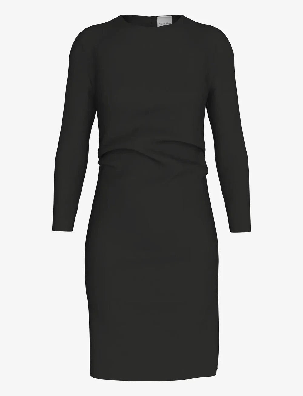 Calvin Klein - Stretch Crepe LS Gathered Dress - midi kjoler - black - 1