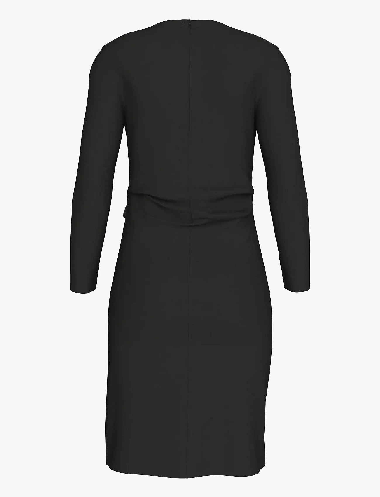 Calvin Klein - Stretch Crepe LS Gathered Dress - midiklänningar - black - 2