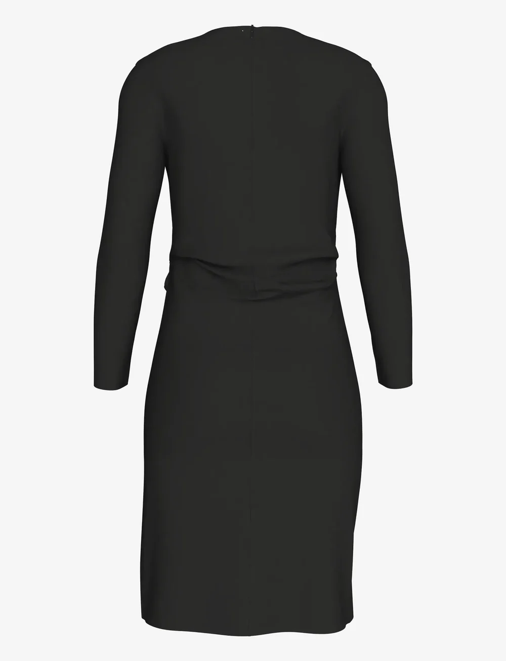 Calvin Klein - Stretch Crepe LS Gathered Dress - midi kjoler - black - 2