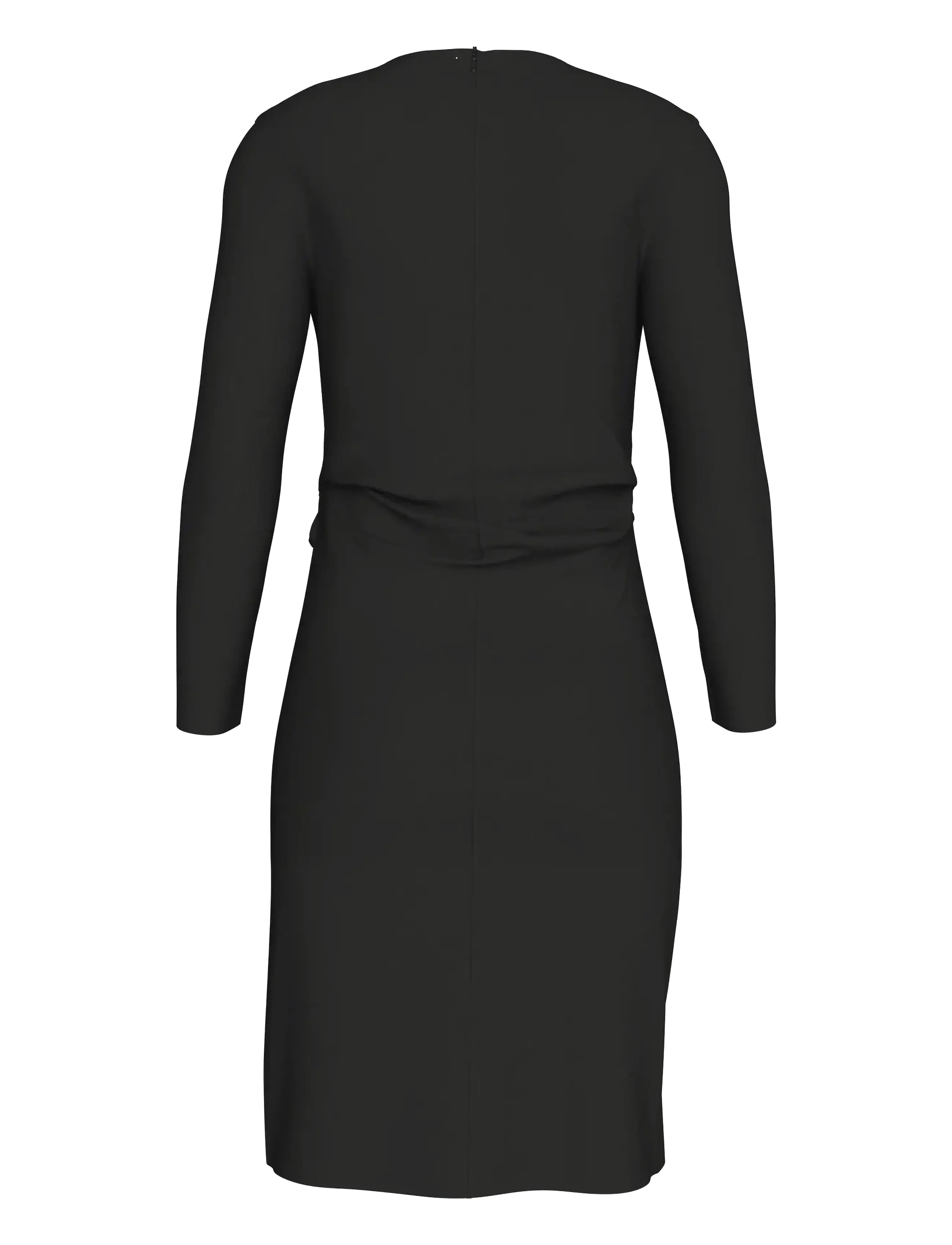 Calvin Klein - Stretch Crepe LS Gathered Dress - midi dresses - black - 2