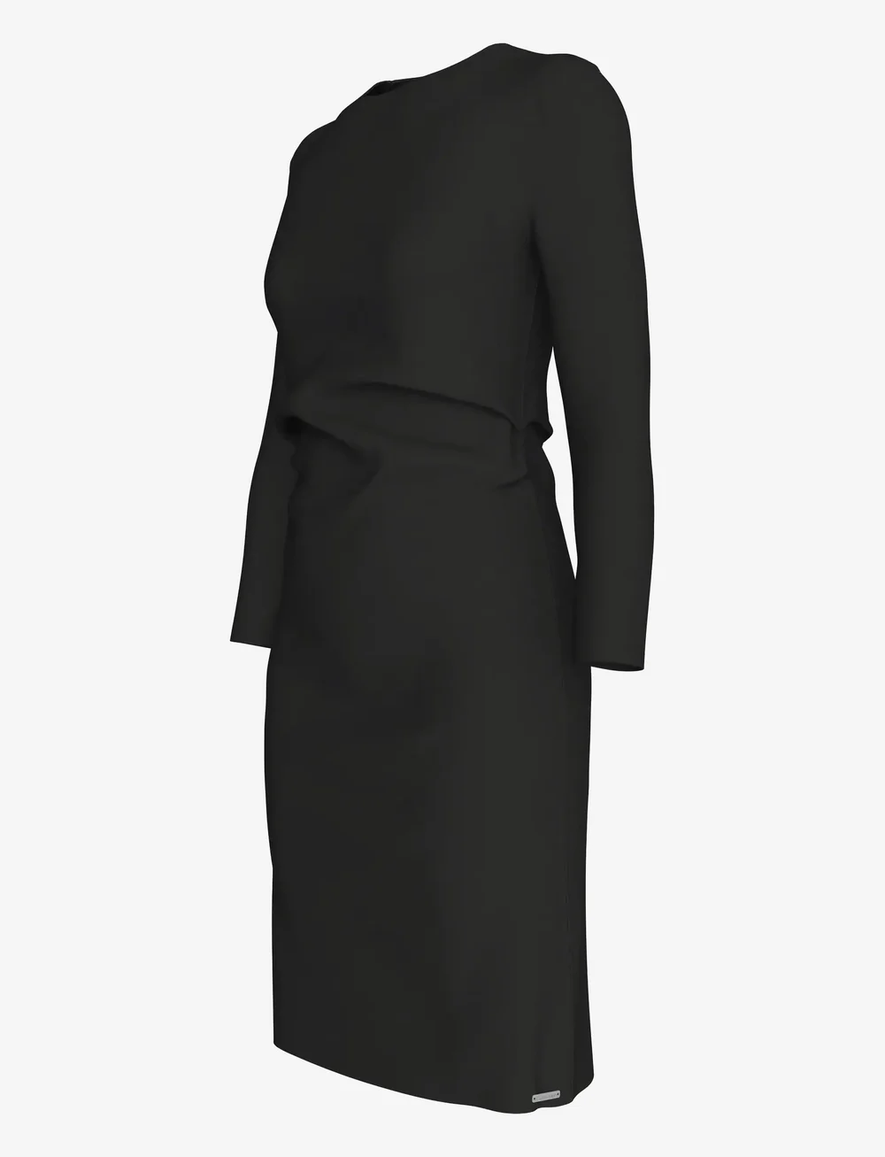 Calvin Klein - Stretch Crepe LS Gathered Dress - midi kjoler - black - 3