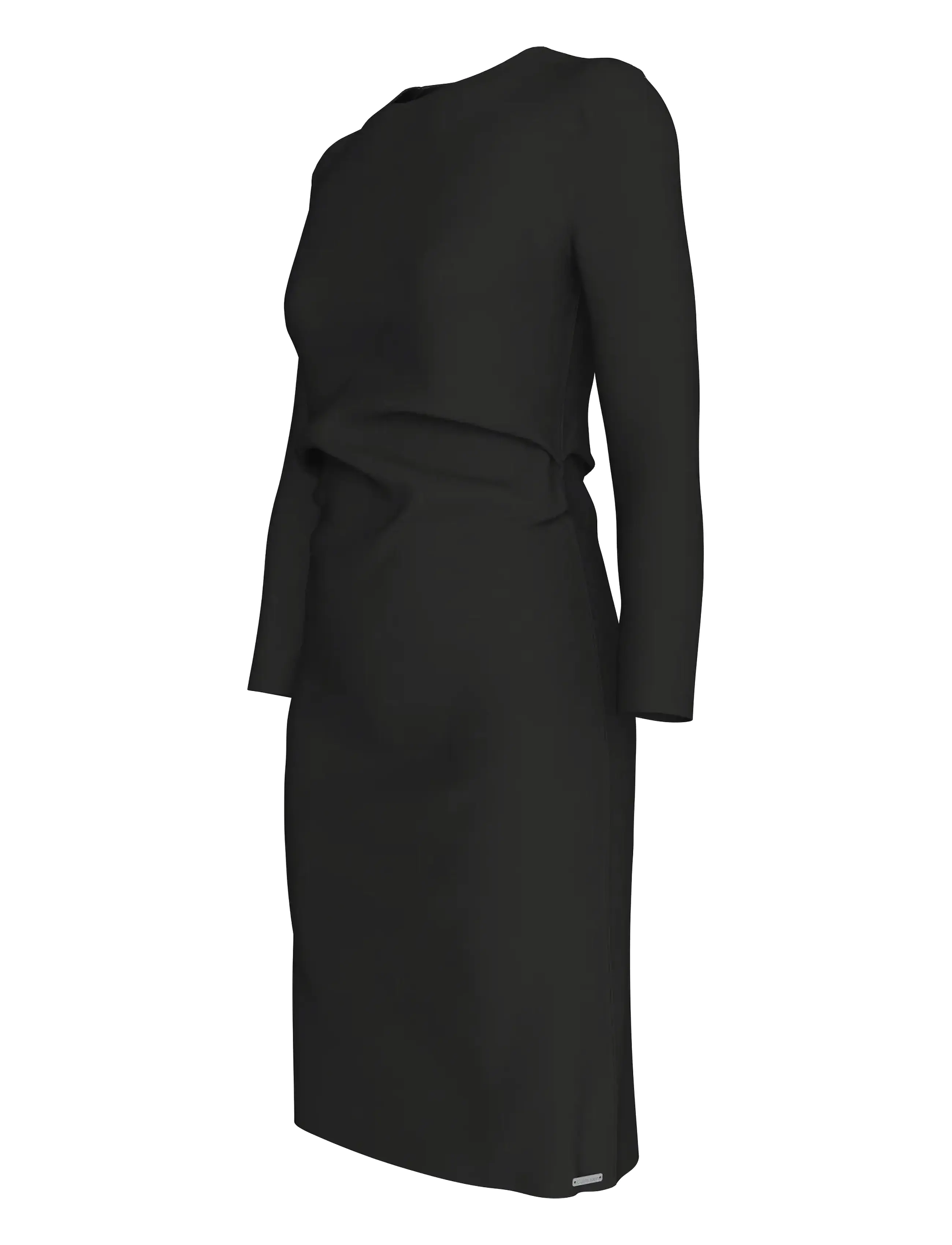 Calvin Klein - Stretch Crepe LS Gathered Dress - midi dresses - black - 3