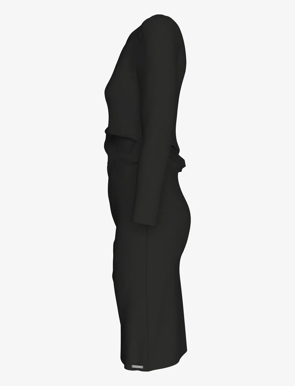 Calvin Klein - Stretch Crepe LS Gathered Dress - midi kjoler - black - 4