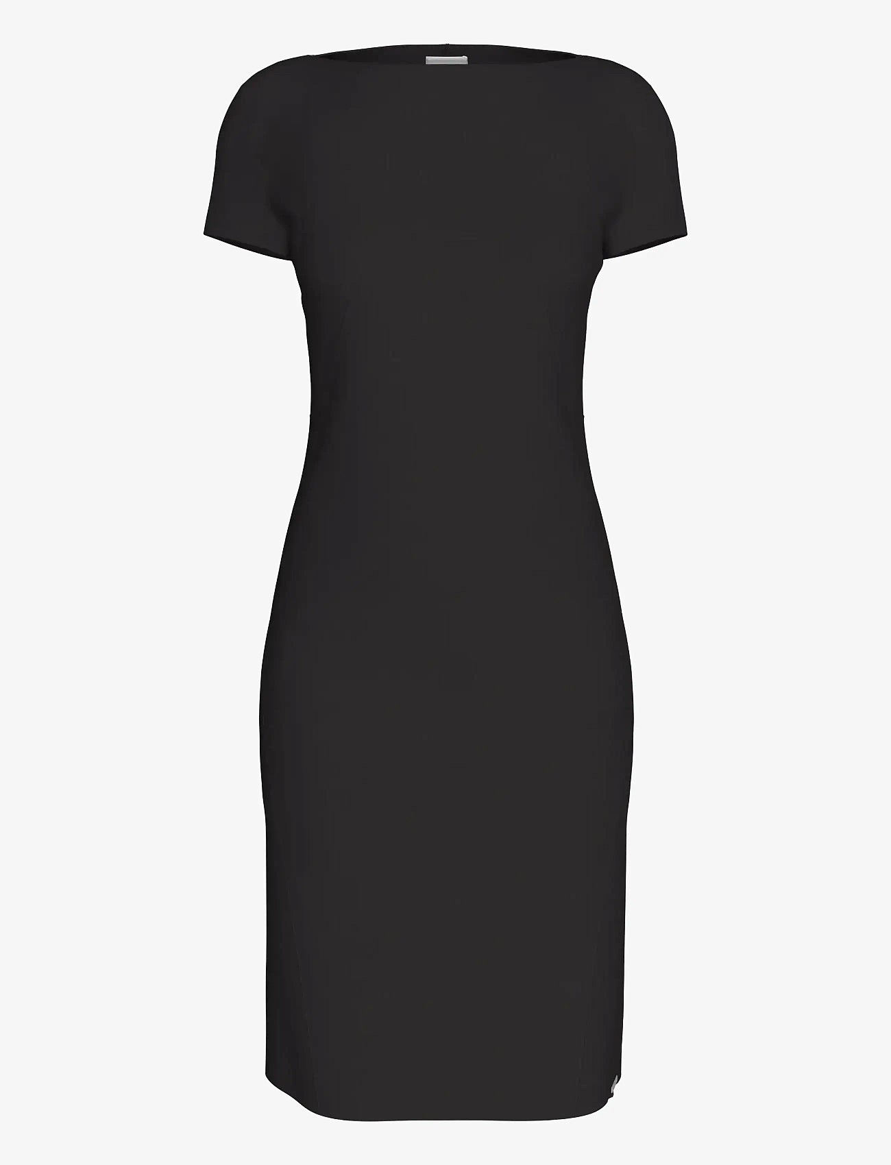 Calvin Klein - Stretch Crepe Boat Neck SS Dress - robes midi - black - 1