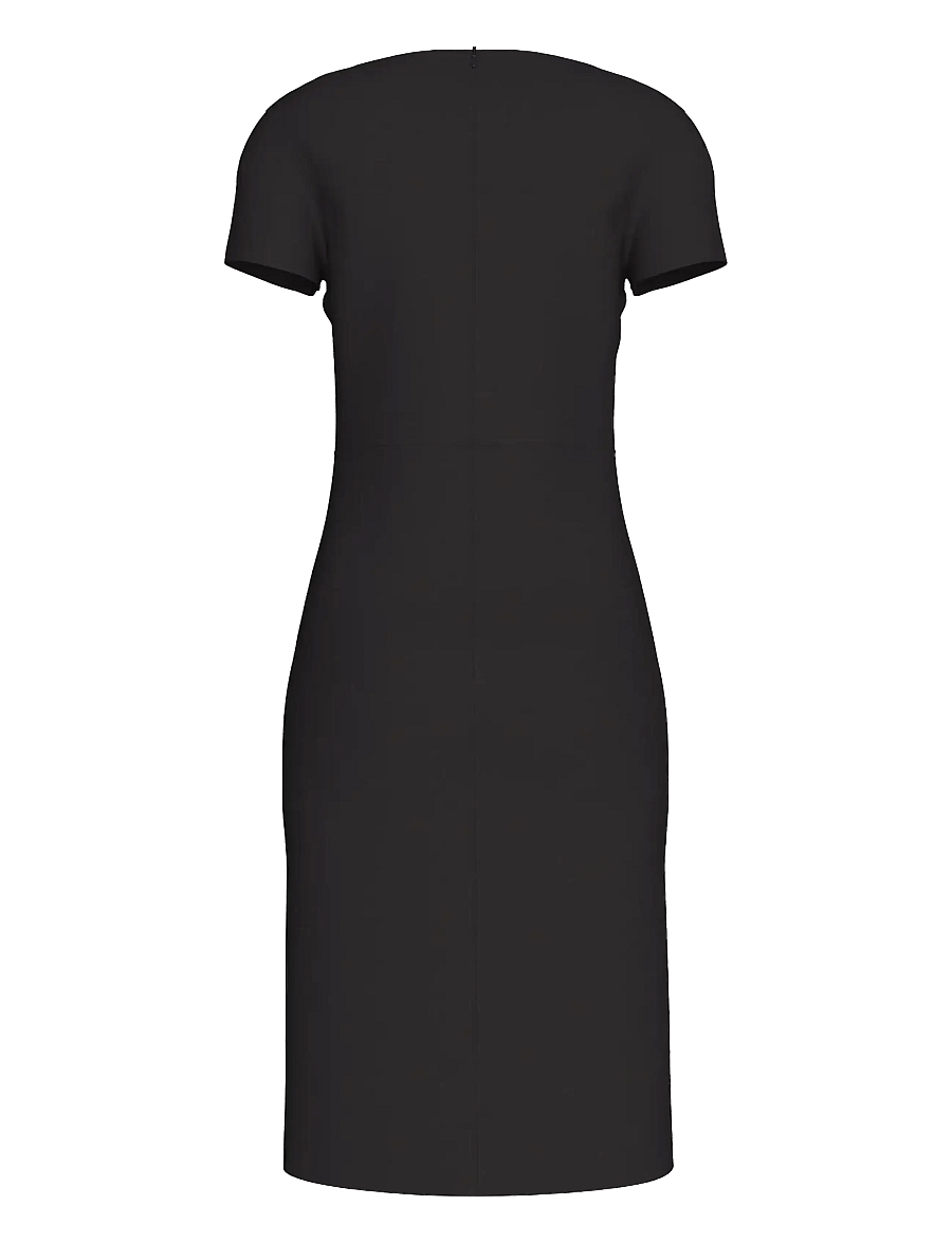 Calvin Klein - Stretch Crepe Boat Neck SS Dress - midi dresses - black - 2