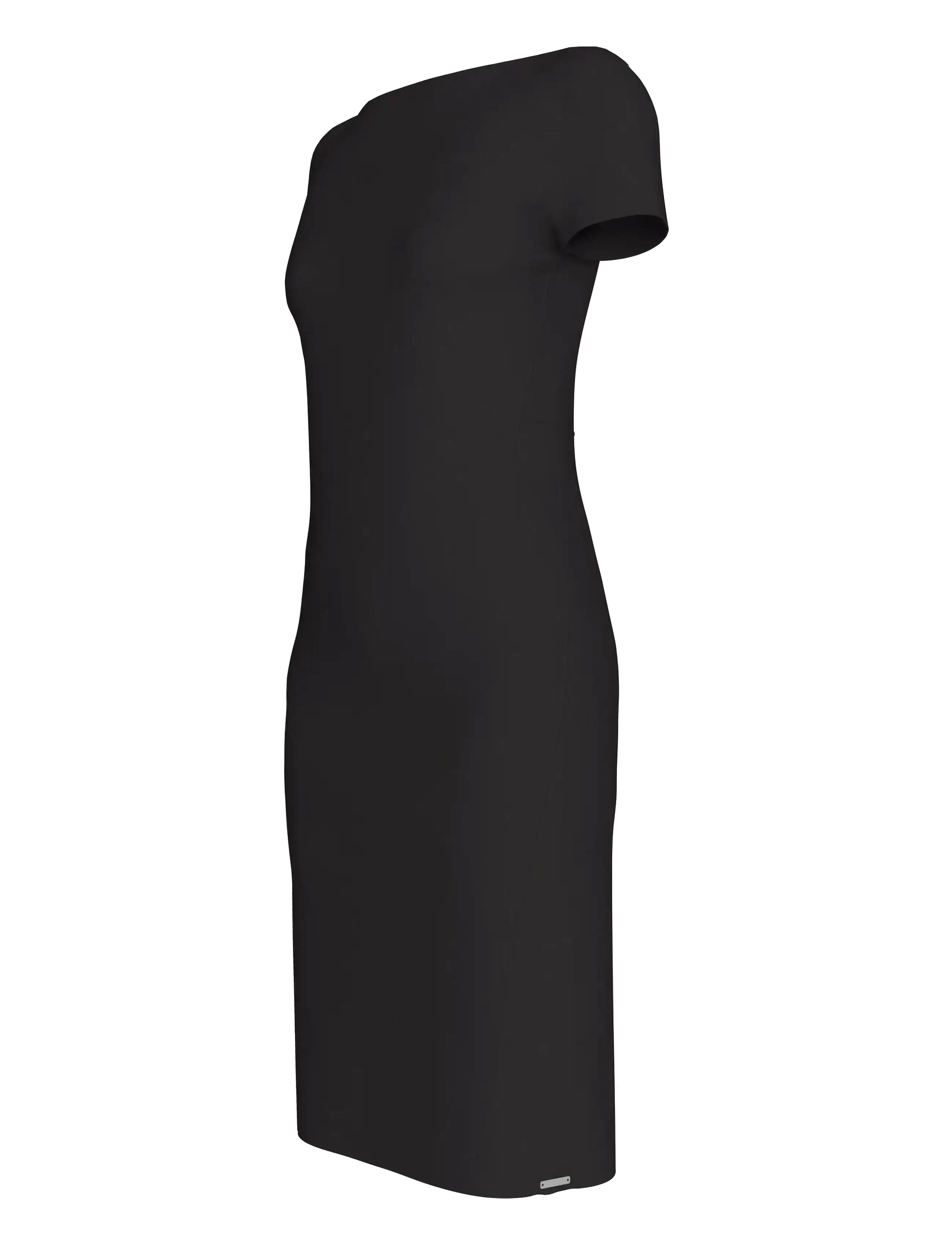 Calvin Klein - Stretch Crepe Boat Neck SS Dress - midi dresses - black - 3