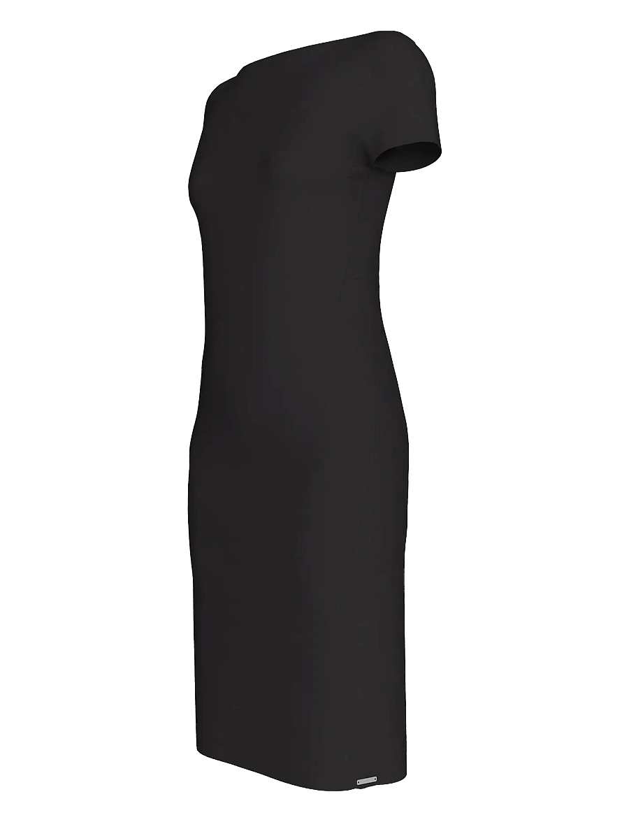 Calvin Klein - Stretch Crepe Boat Neck SS Dress - midi dresses - black - 3
