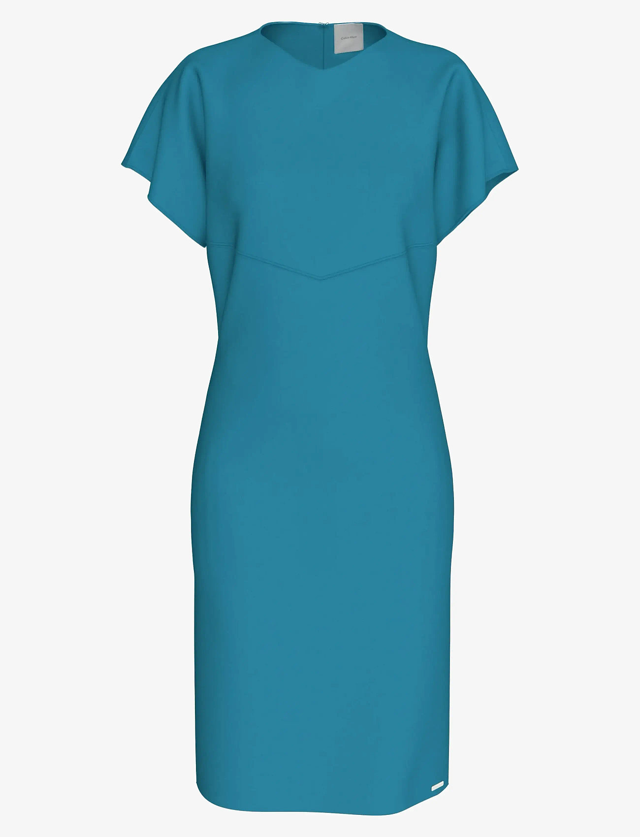 Calvin Klein - Stretch Crepe SS Dress - midi kjoler - blue moon - 0