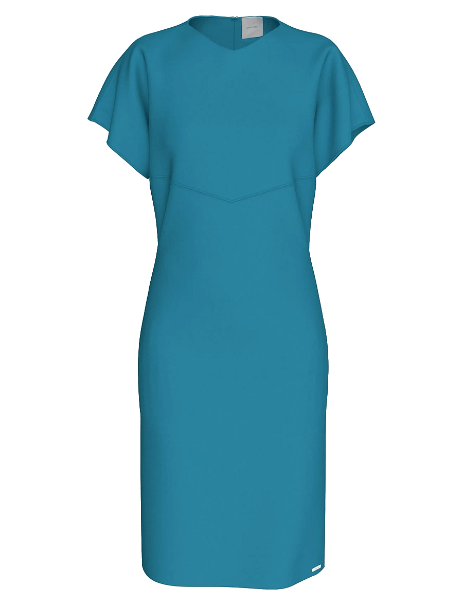 Calvin Klein - Stretch Crepe SS Dress - midimekot - blue moon - 0