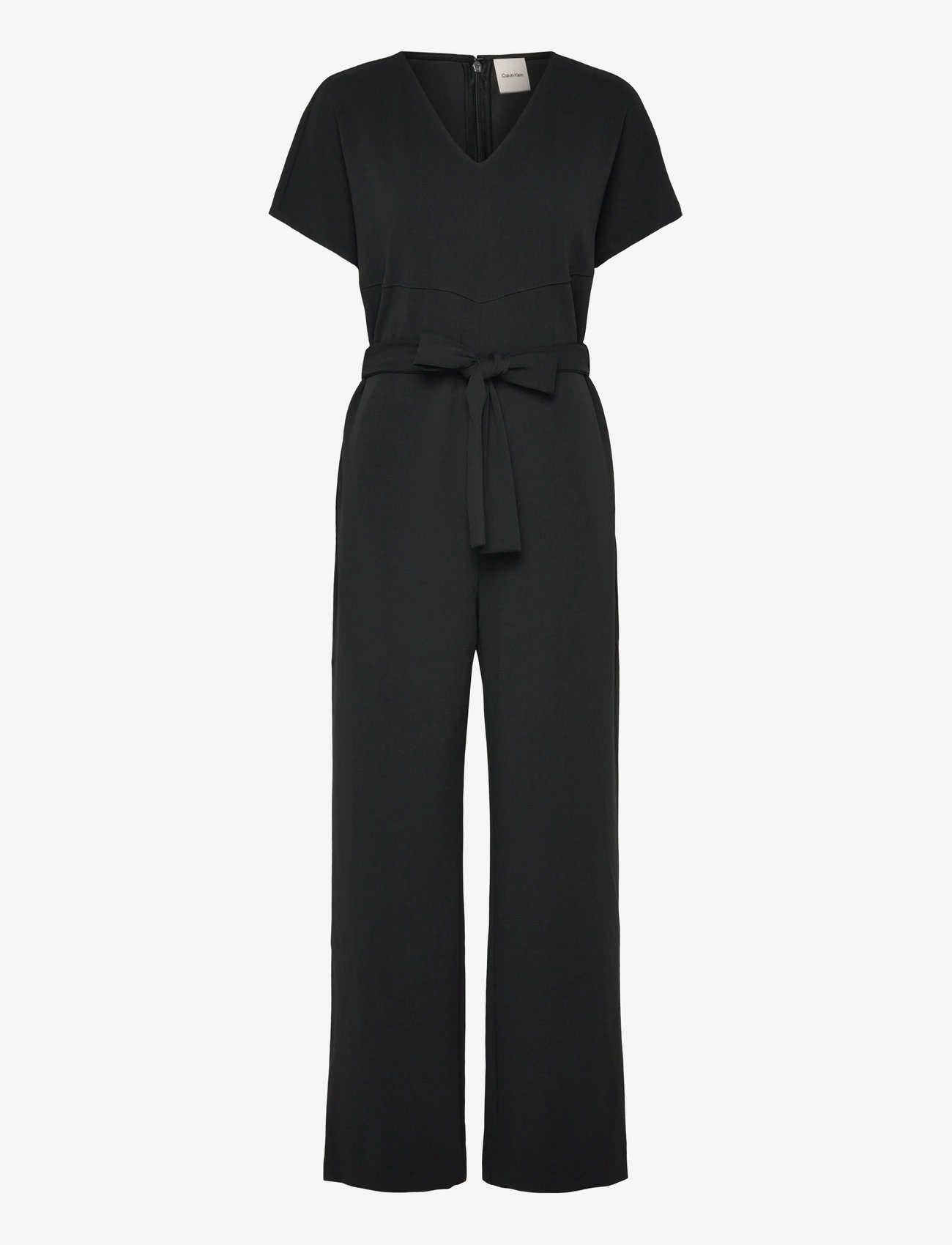 Calvin Klein - Stretch Crepe Jumpsuit with Belt - buksedragter - black - 1