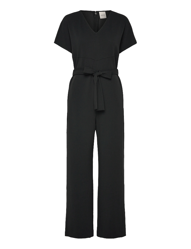 Calvin Klein - Stretch Crepe Jumpsuit with Belt - buksedragter - black - 1