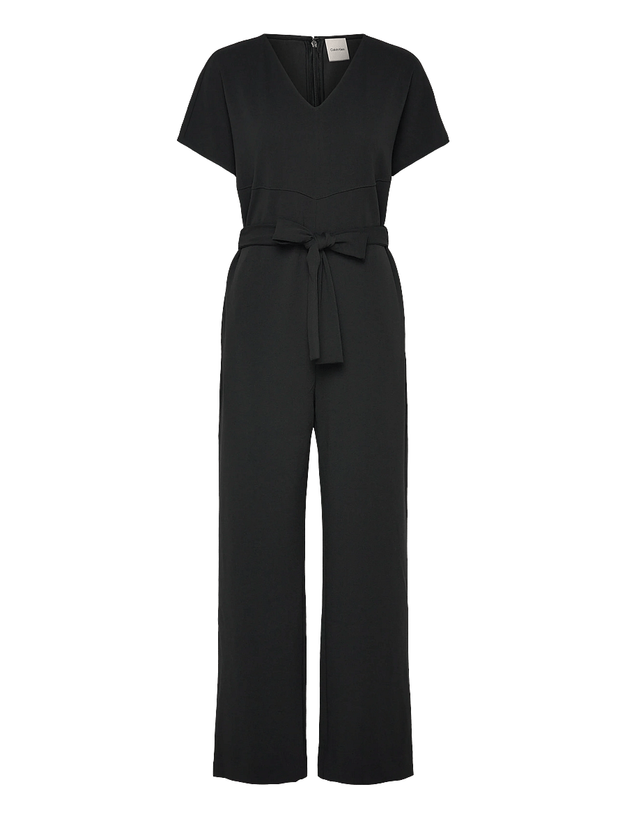 Calvin Klein - Stretch Crepe Jumpsuit with Belt - black - 1