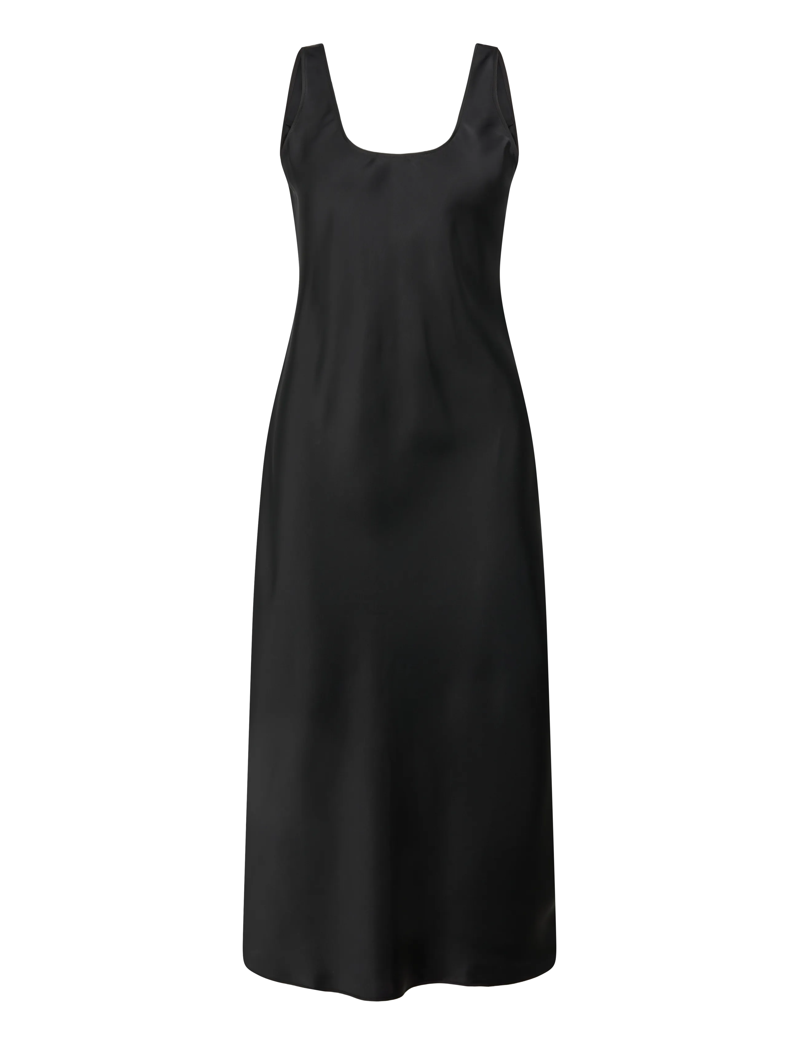 Matte Shine Satin Hero Slip Dres - BLACK