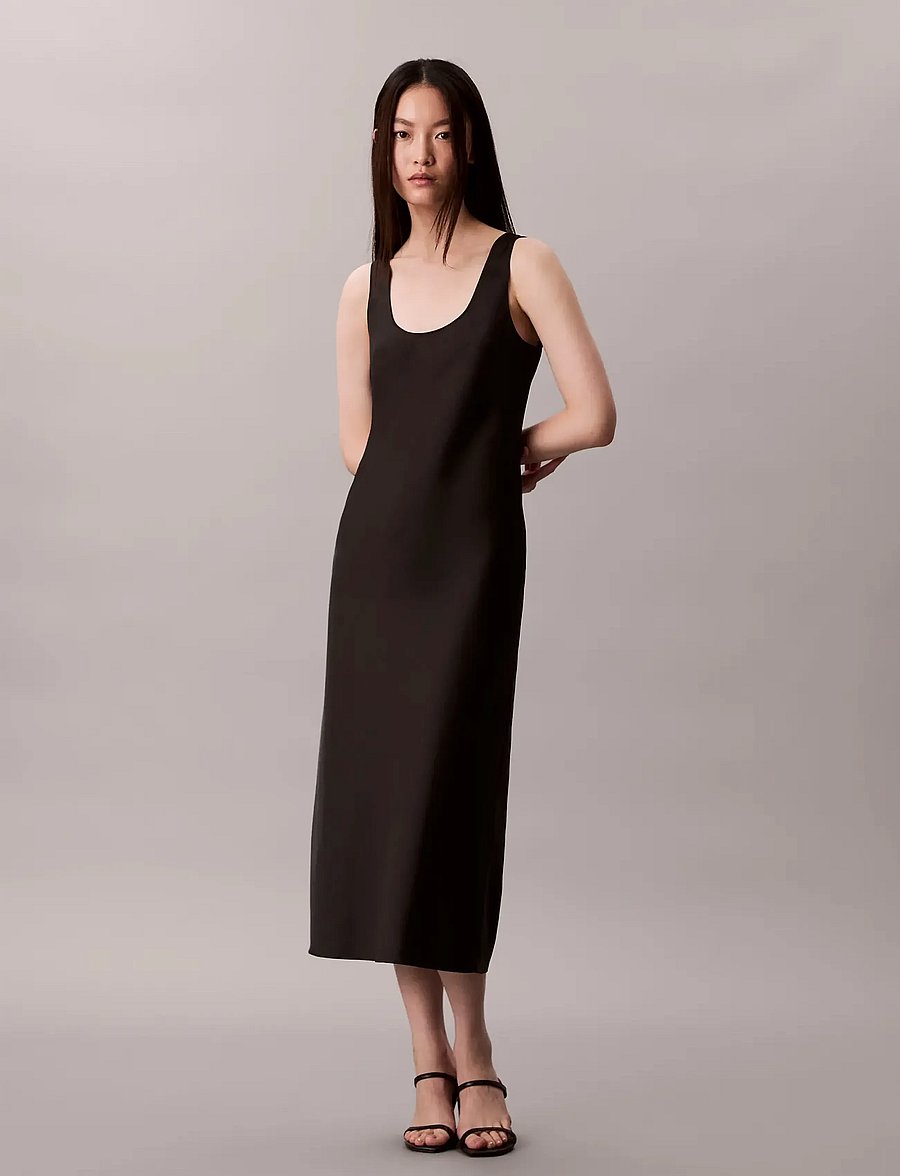 Calvin Klein - Matte Shine Satin Hero Slip Dres - schlupfkleider - black - 0