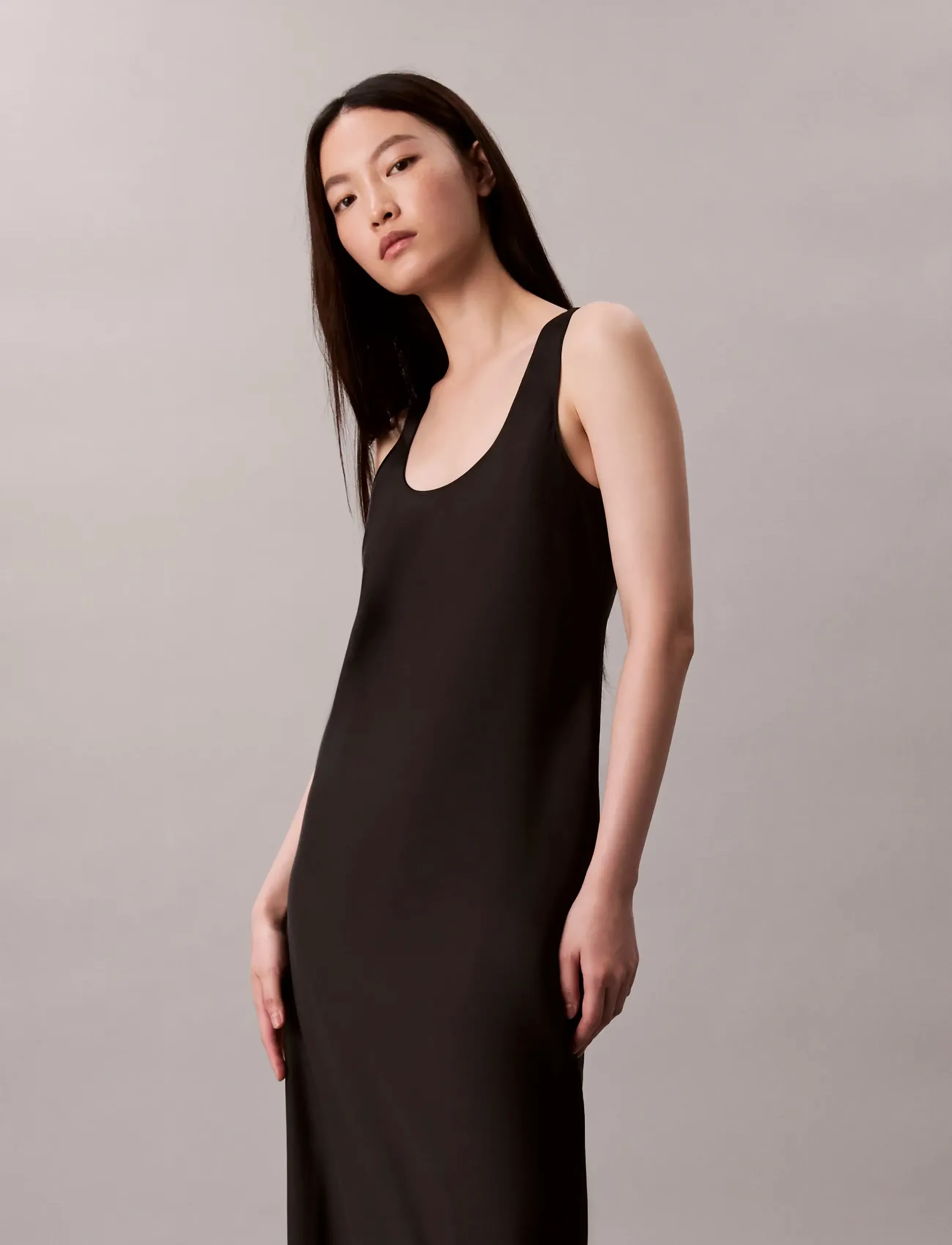 Calvin Klein - Matte Shine Satin Hero Slip Dres - slip dresses - black - 4