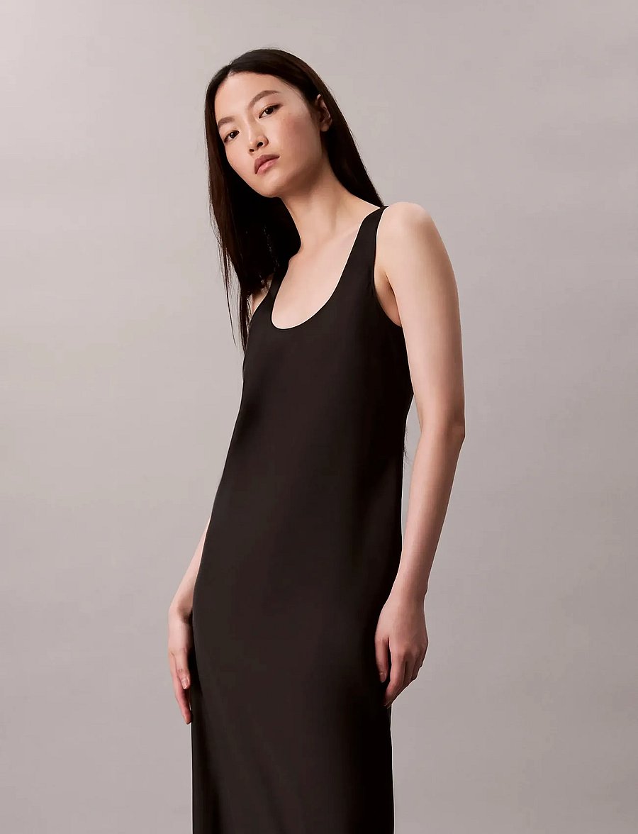 Calvin Klein - Matte Shine Satin Hero Slip Dres - schlupfkleider - black - 4