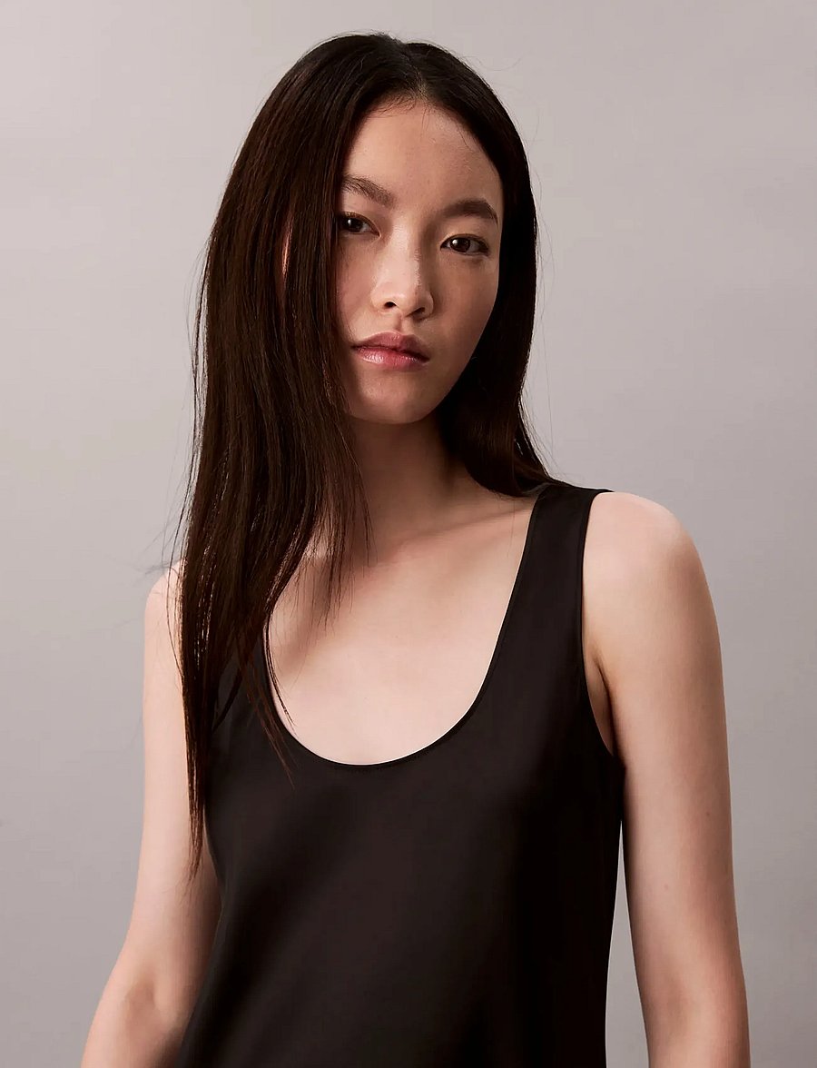 Calvin Klein - Matte Shine Satin Hero Slip Dres - schlupfkleider - black - 5