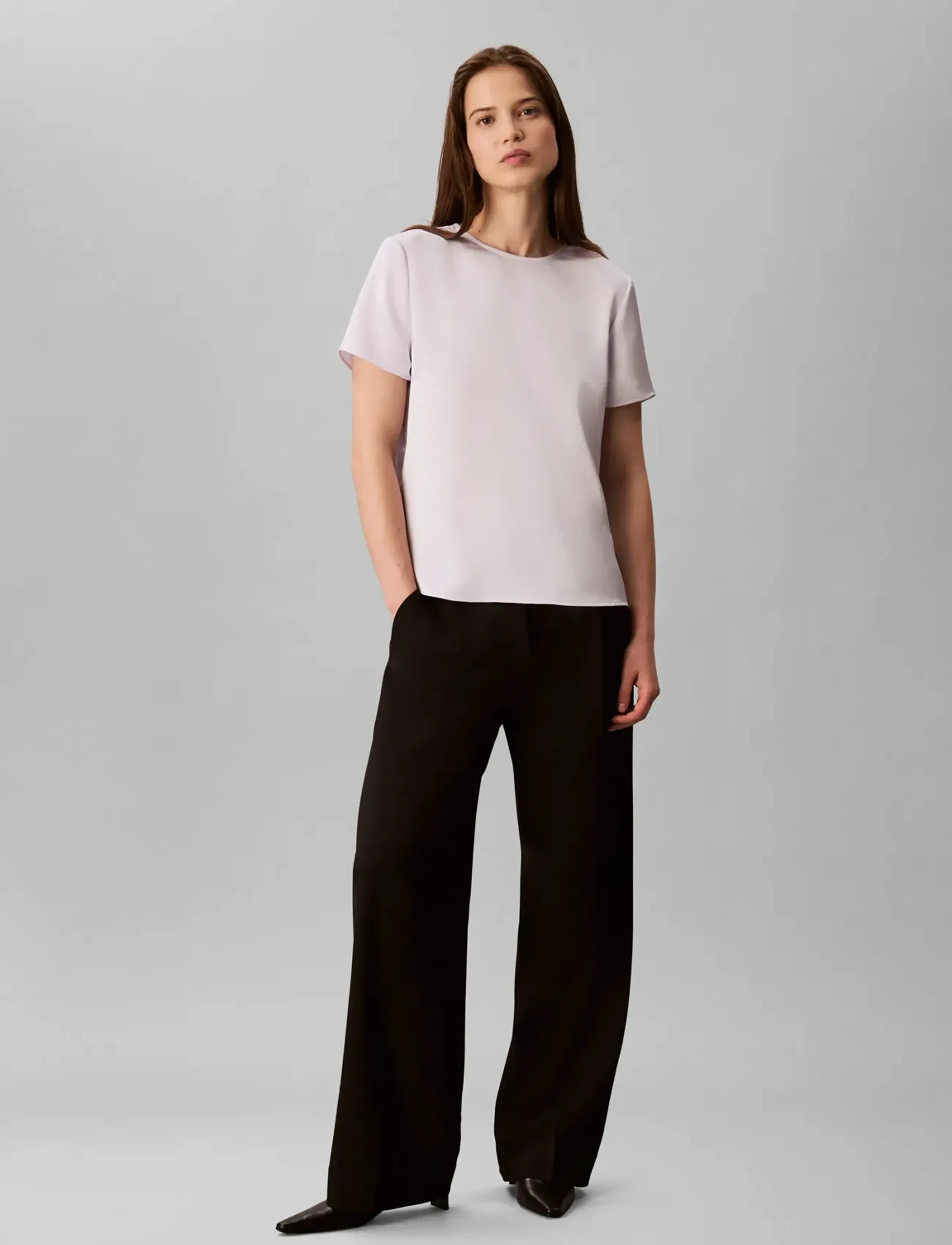 Calvin Klein - Matte Shine Satin SS Shell Top - t-shirts - lacey lilac - 3