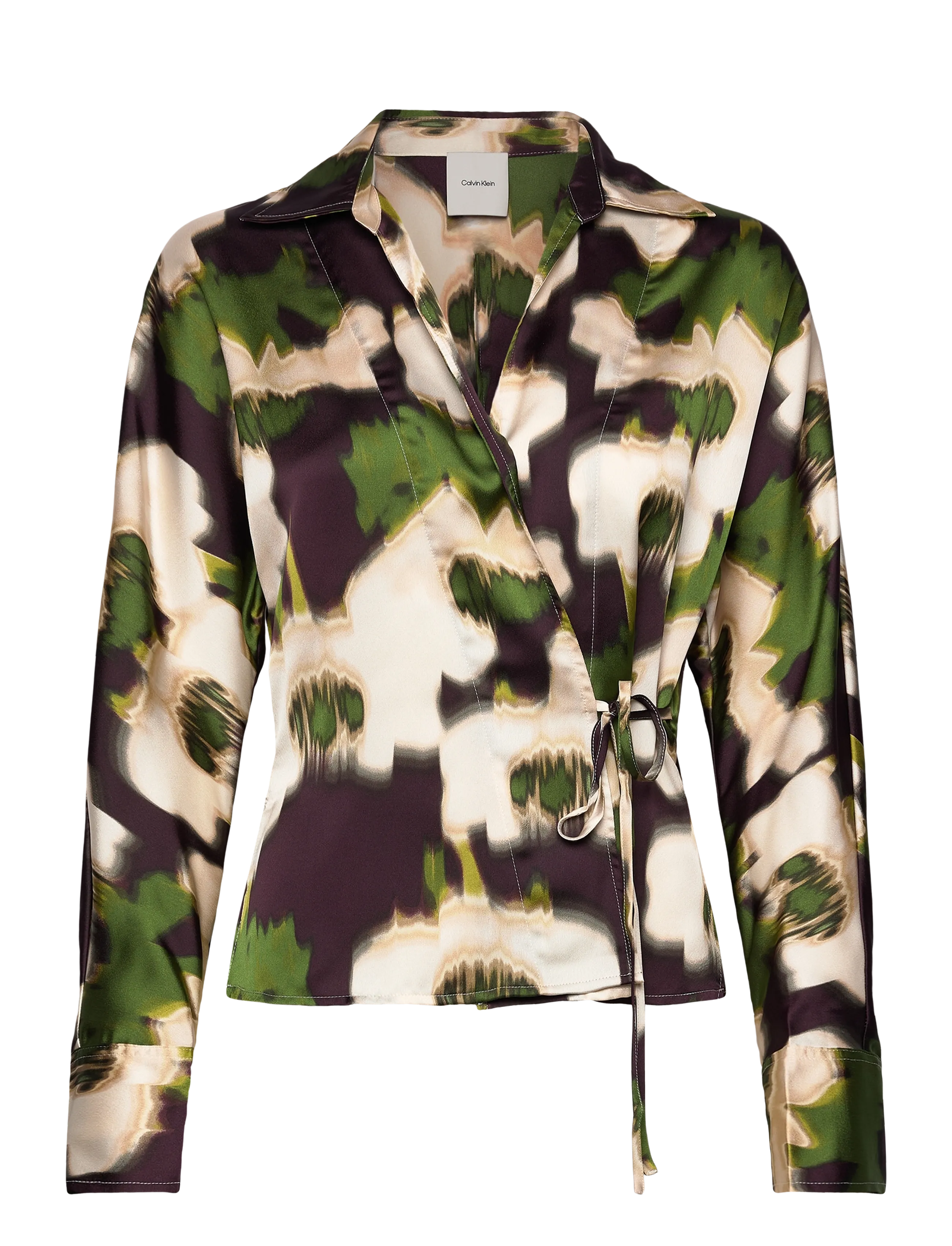 Calvin Klein - Printed Satin LS Tie Top - 19645 csw25f_p020+1_black - 1