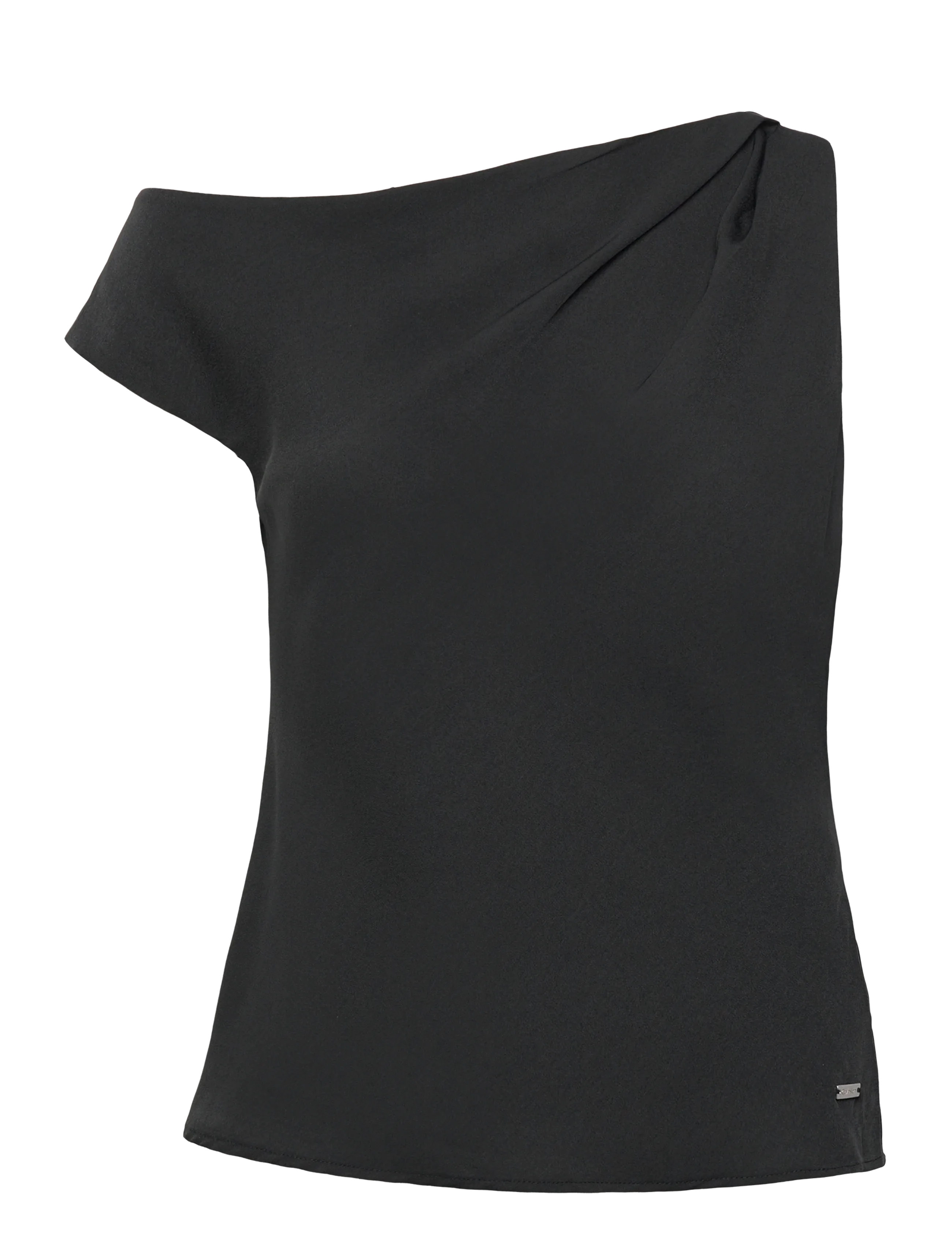 Crepe One Shoulder Top - BLACK