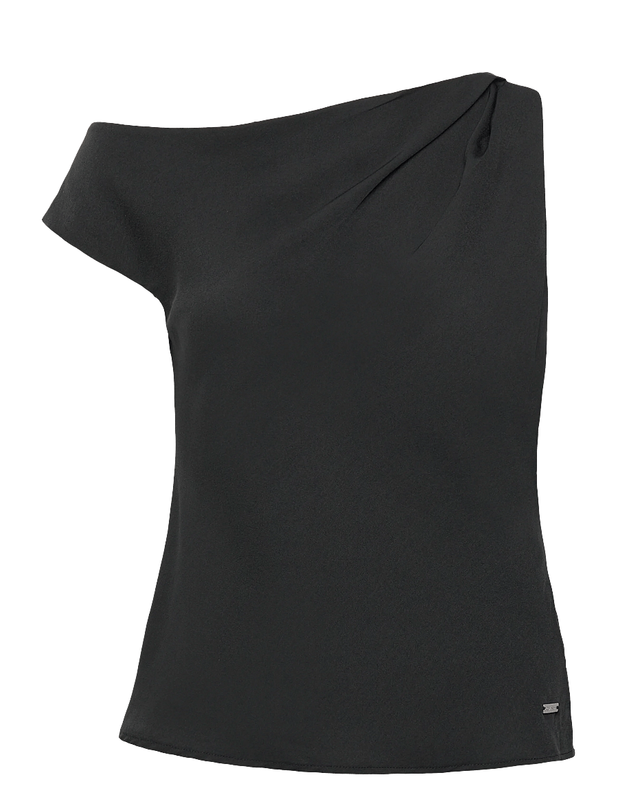 Calvin Klein - Crepe One Shoulder Top - varrukateta topid - black - 1