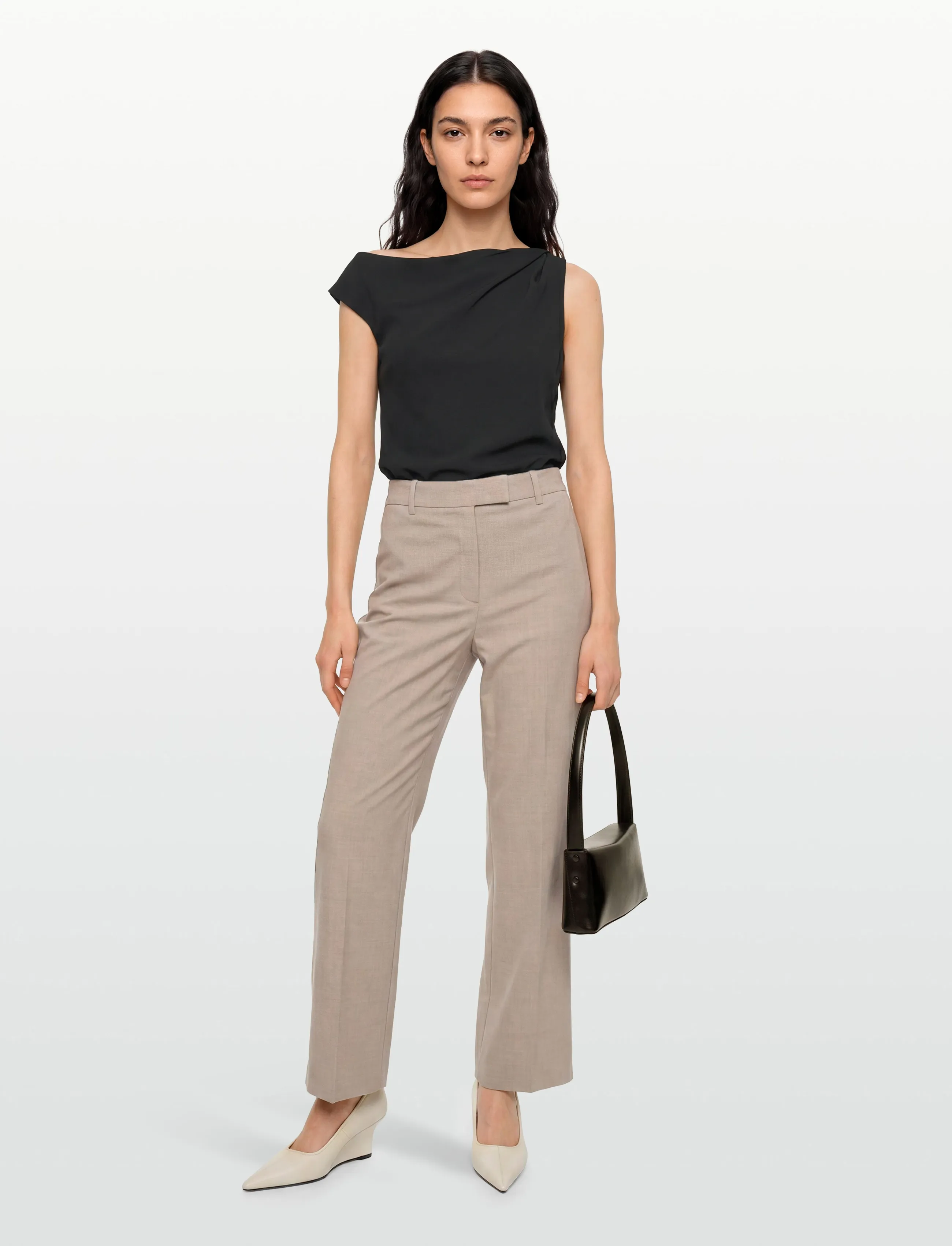 Calvin Klein Crepe One Shoulder Top, Kvinder, One Shoulder Top, Sort, Str: 44
