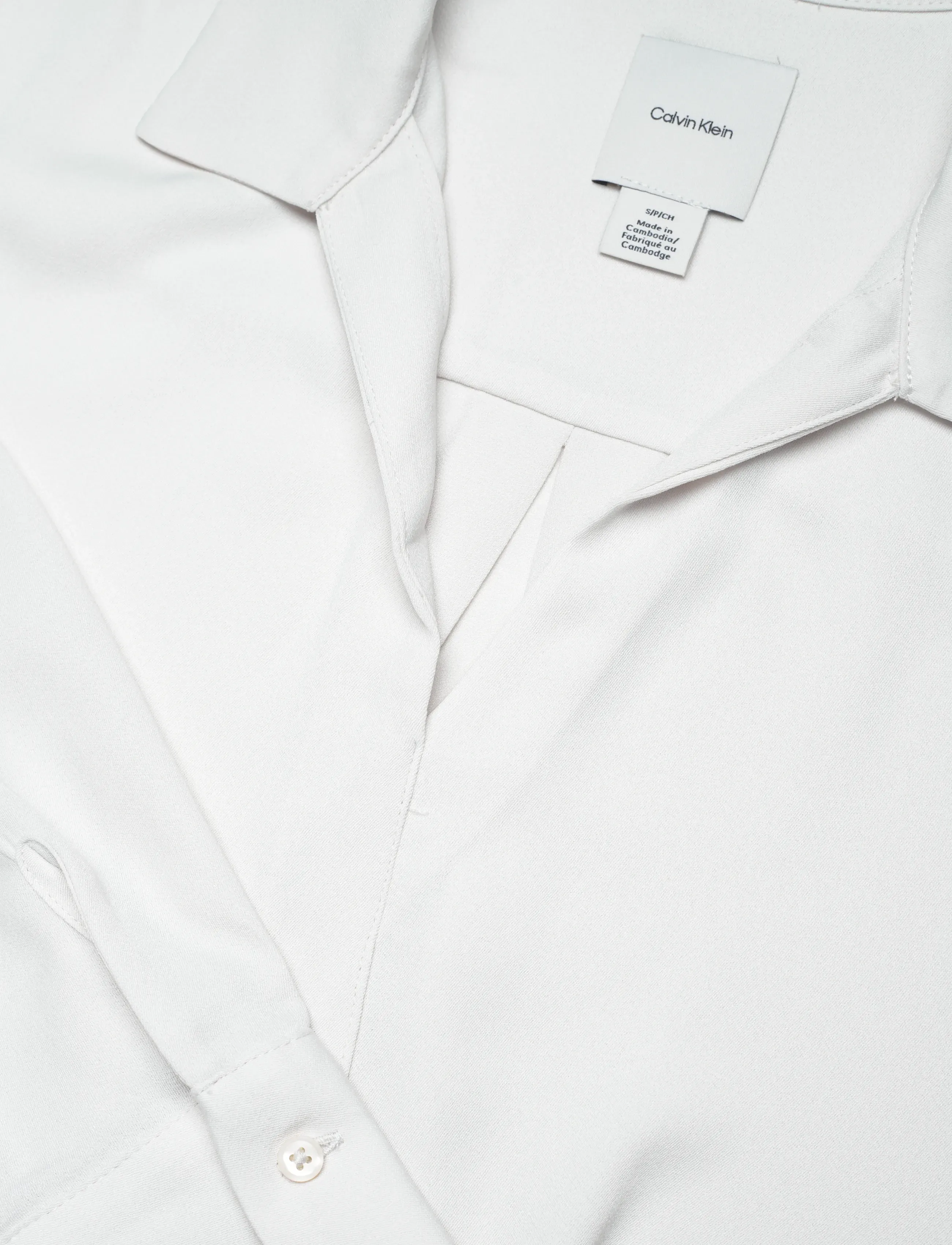 Calvin Klein - Crepe LS Faux Wrap Top - langærmede skjorter - chalk - 2