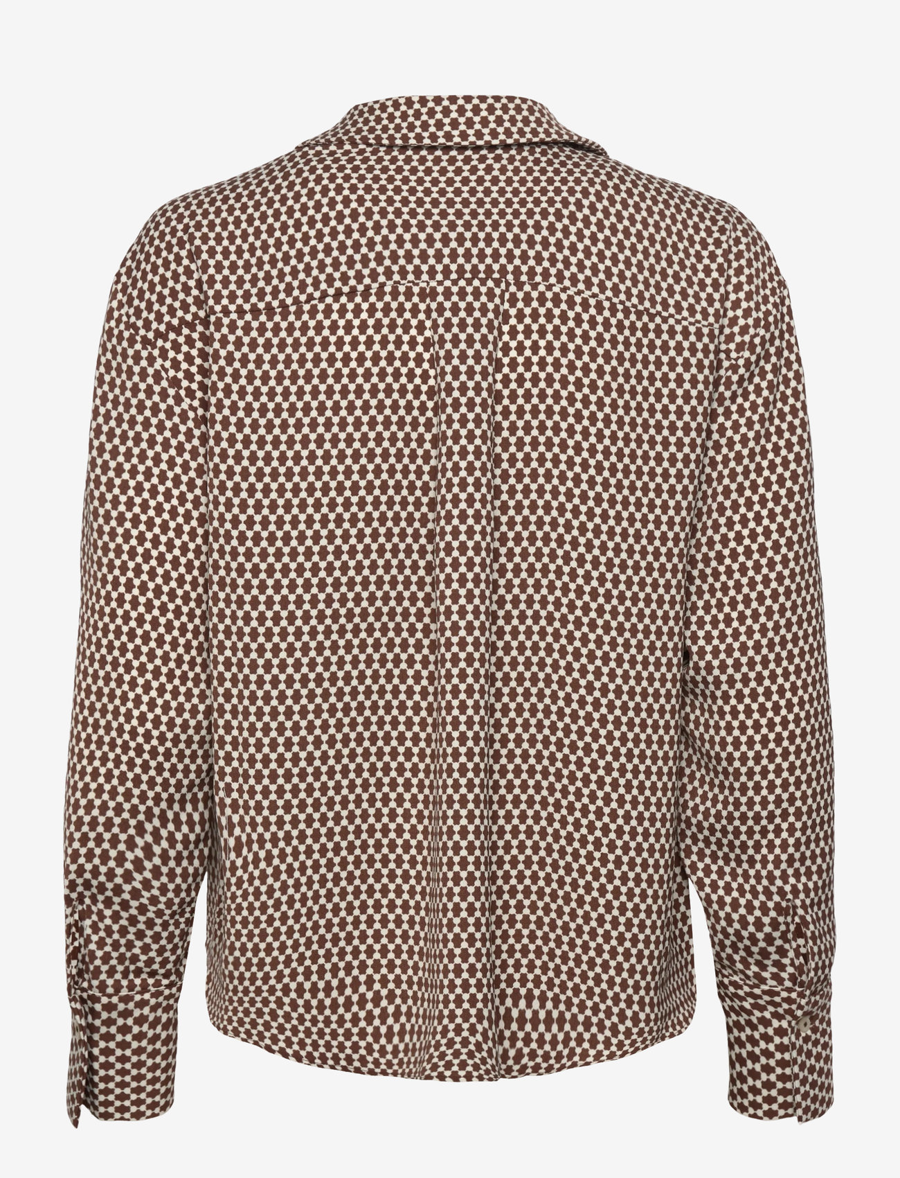 Calvin Klein - Printed Crepe LS Faux Wrap Top - langærmede skjorter - csw25f_p047+1_rocky road - 2